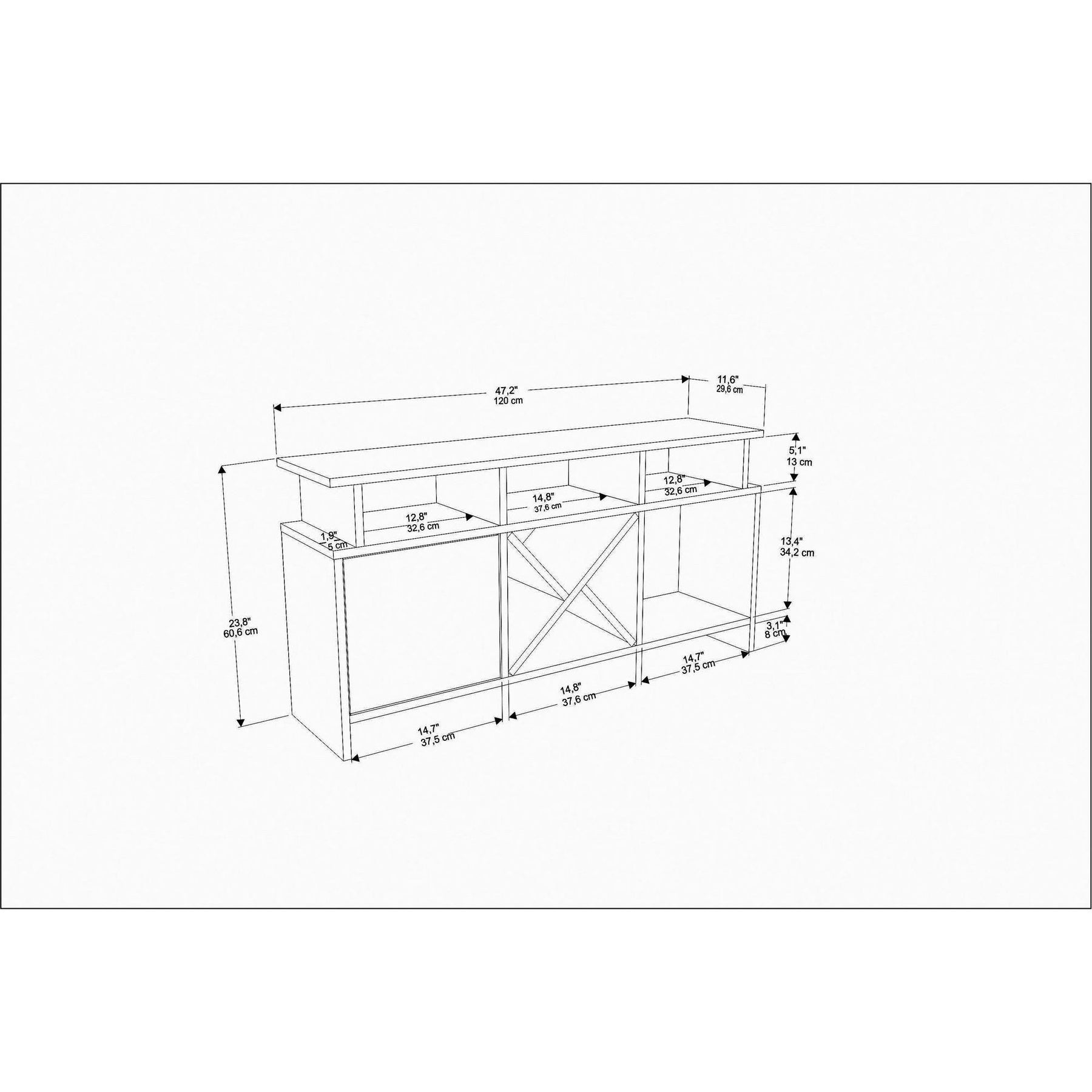 Comoda TV Auburn, stejar, PAL, 120x30x61 cm