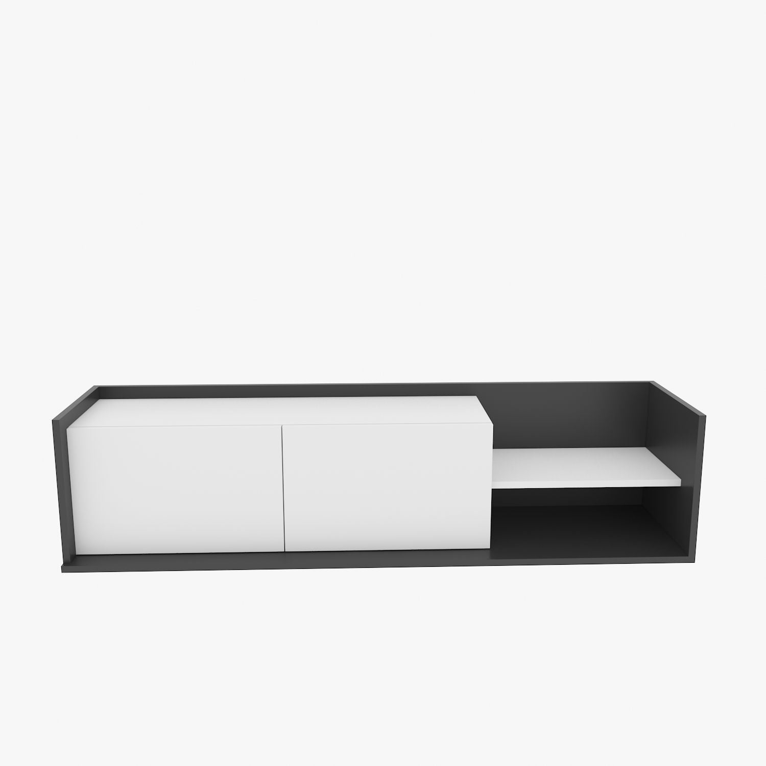 Comoda TV Krog, gri antracit/alb, PAL, 160x35x37 cm