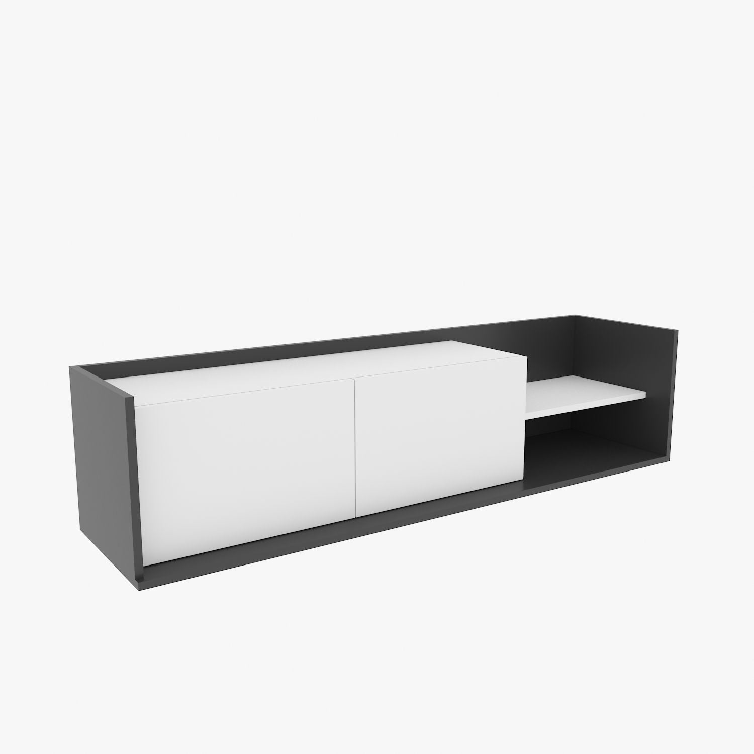 Comoda TV Krog, gri antracit/alb, PAL, 160x35x37 cm