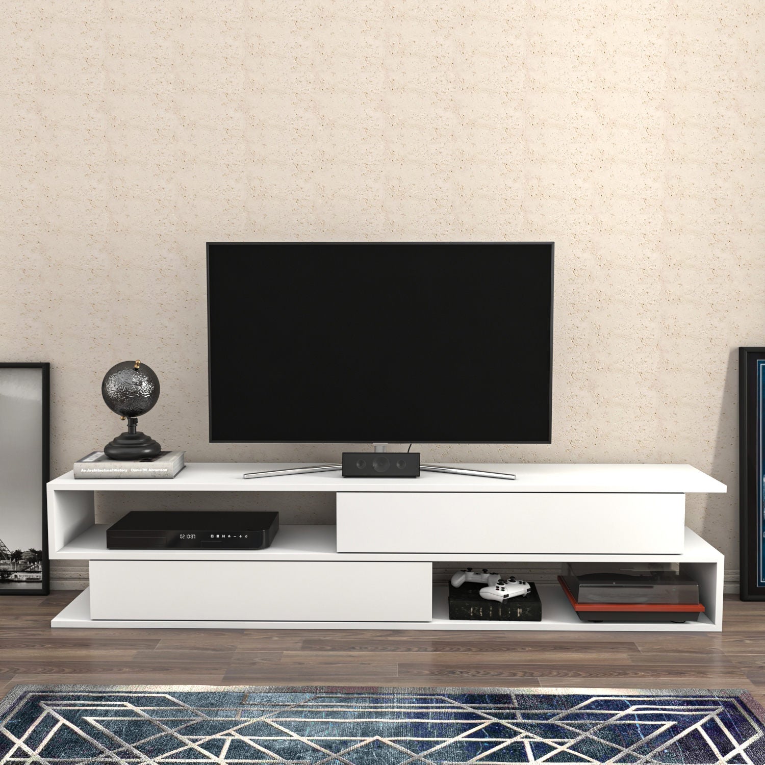 Comoda TV Cortez, alb, PAL, 160x35x39 cm