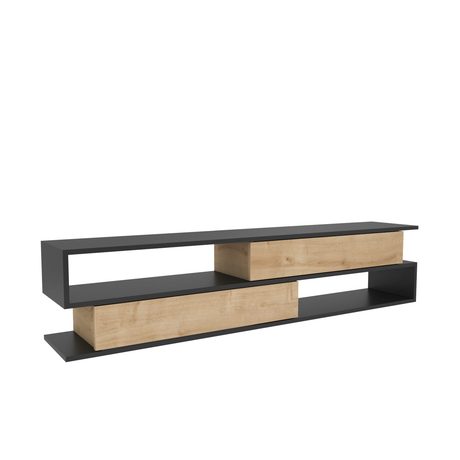 Comoda TV Cortez, stejar/gri, PAL, 160x35x39 cm