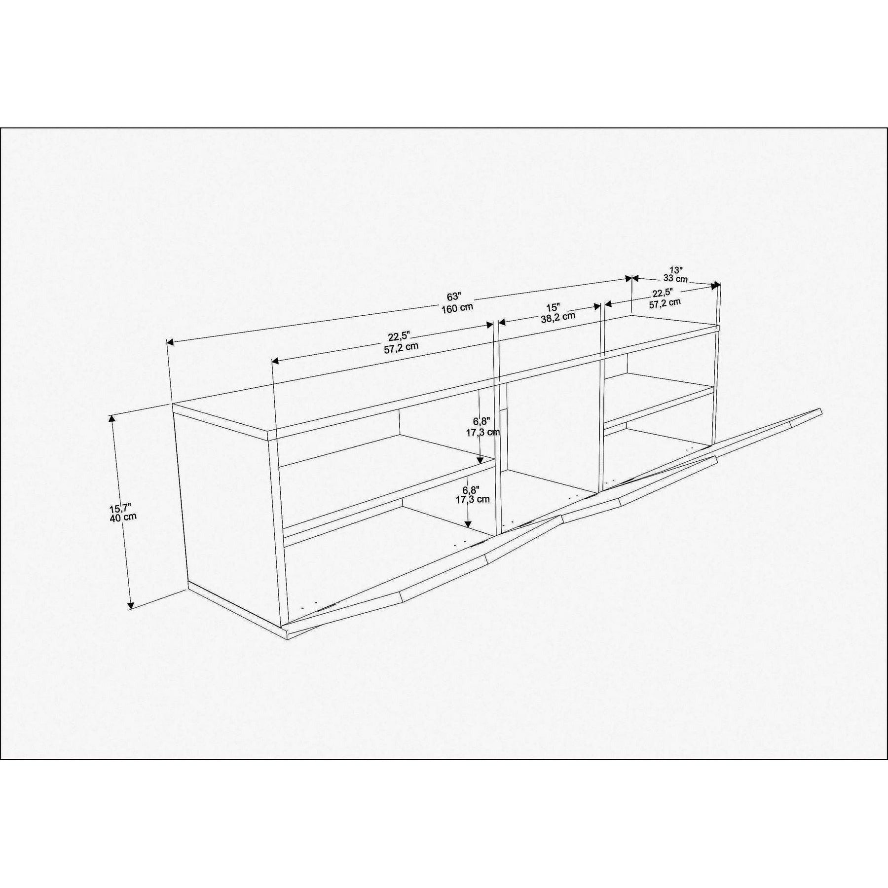 Comoda TV Carson, alb, PAL, 160x35x40 cm