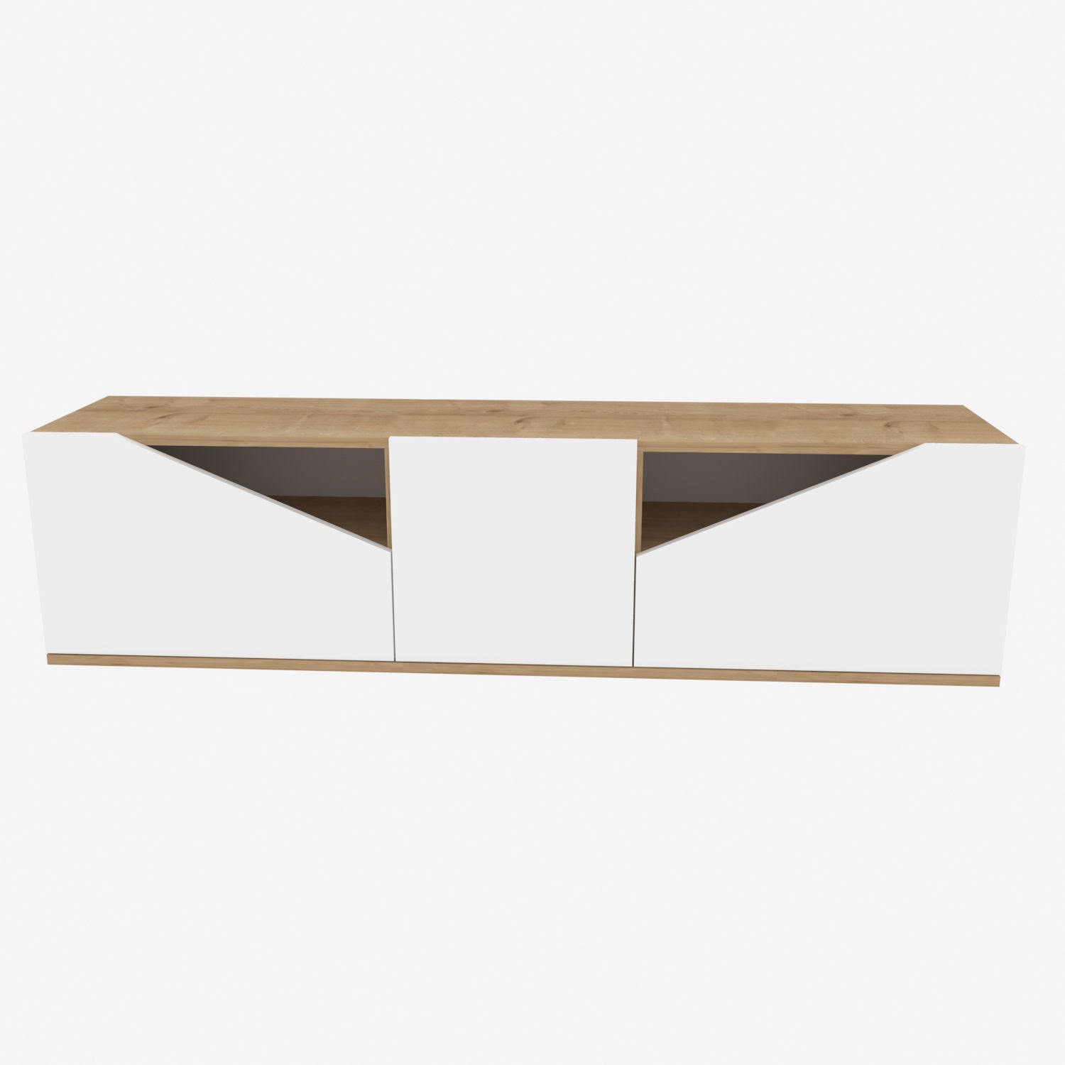 Comoda TV Carson, stejar/alb, PAL, 160x35x40 cm