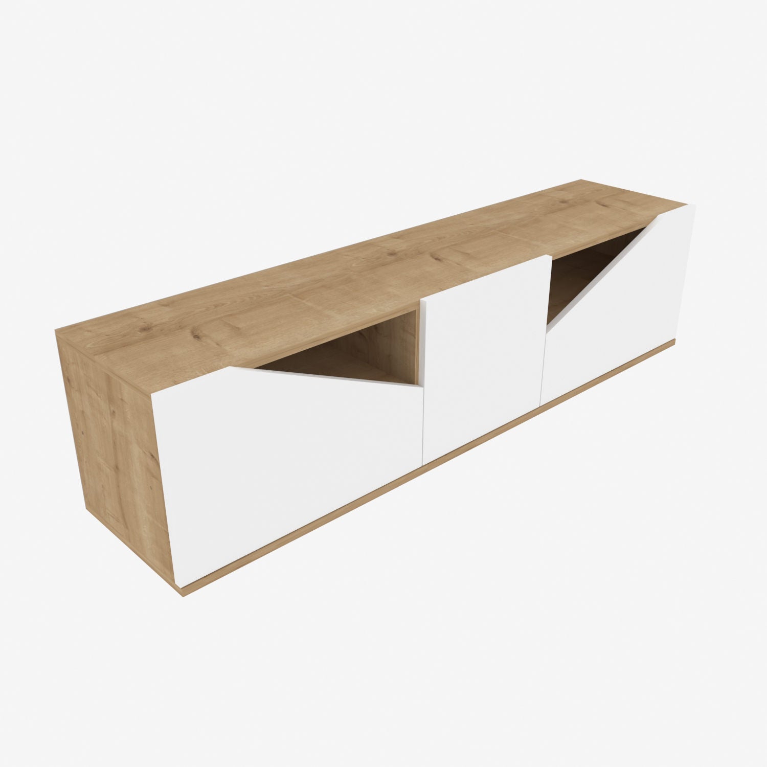 Comoda TV Carson, stejar/alb, PAL, 160x35x40 cm