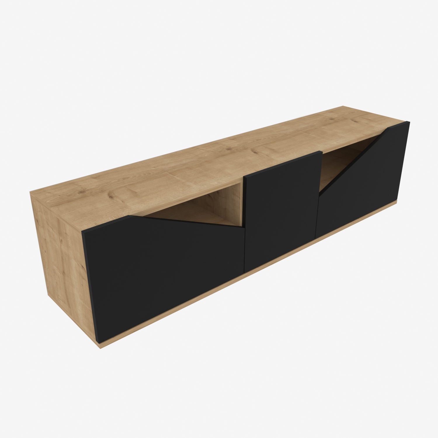 Comoda TV Carson, stejar/gri, PAL, 160x35x40 cm