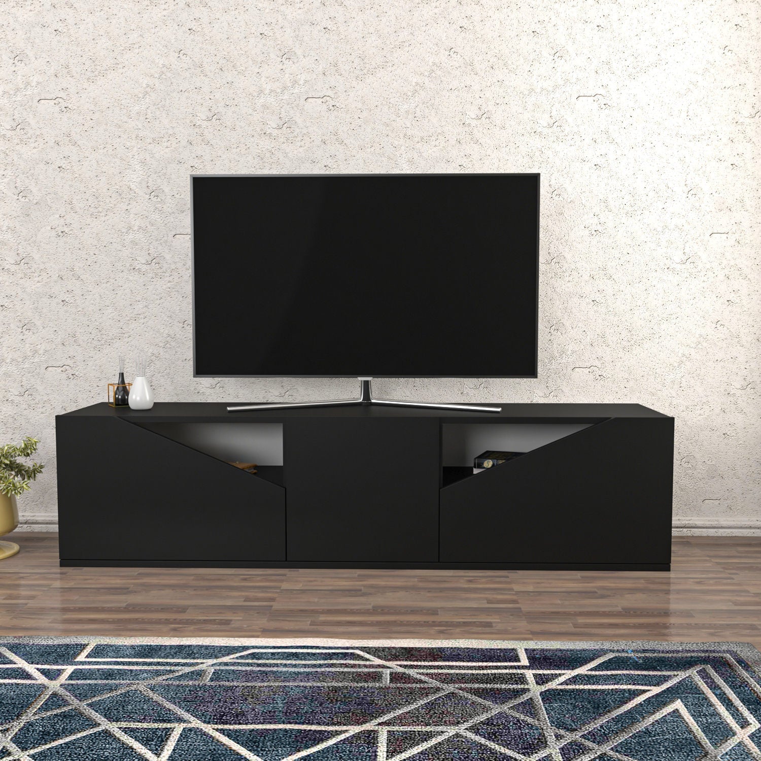 Comoda TV Carson, gri, PAL, 160x35x40 cm