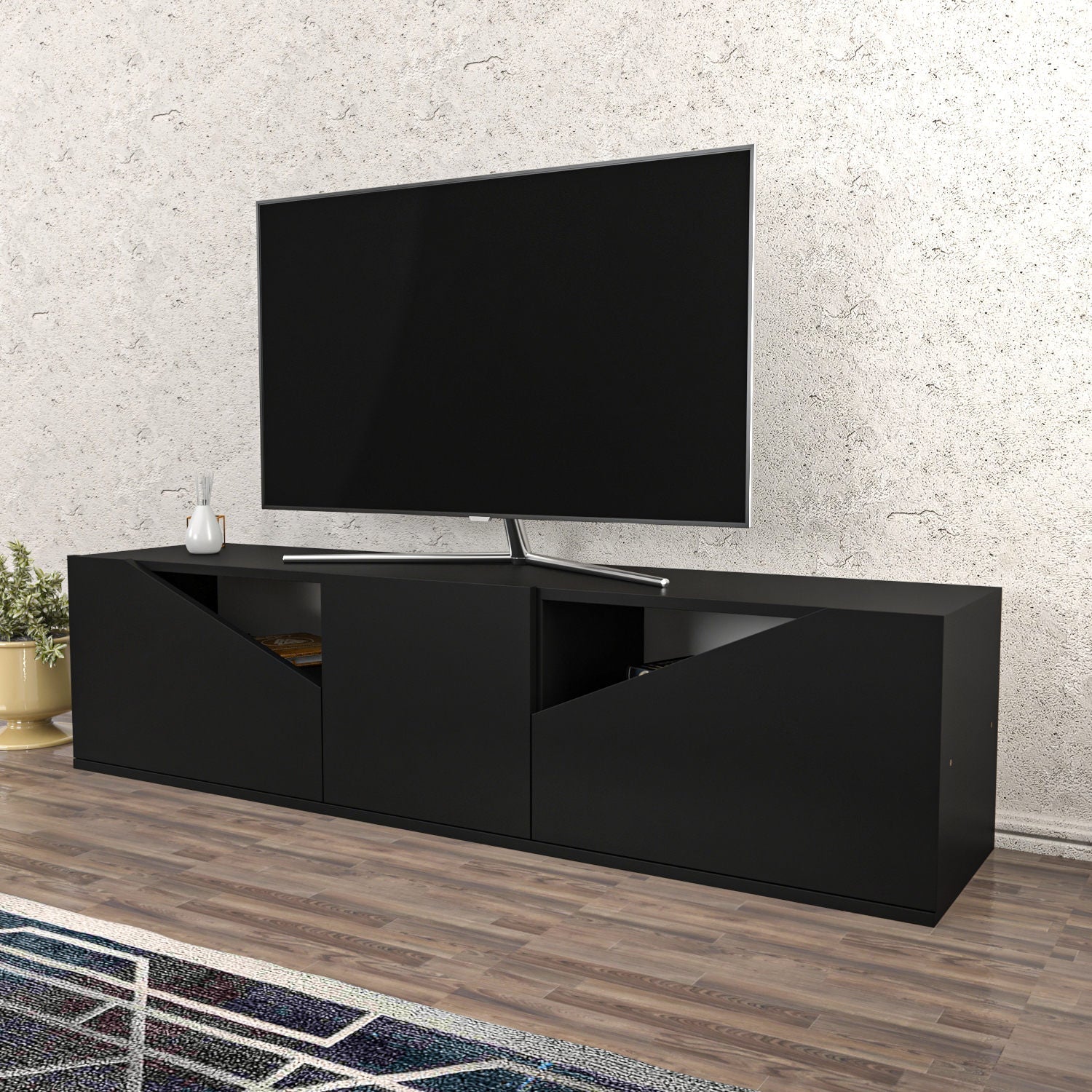 Comoda TV Carson, gri, PAL, 160x35x40 cm