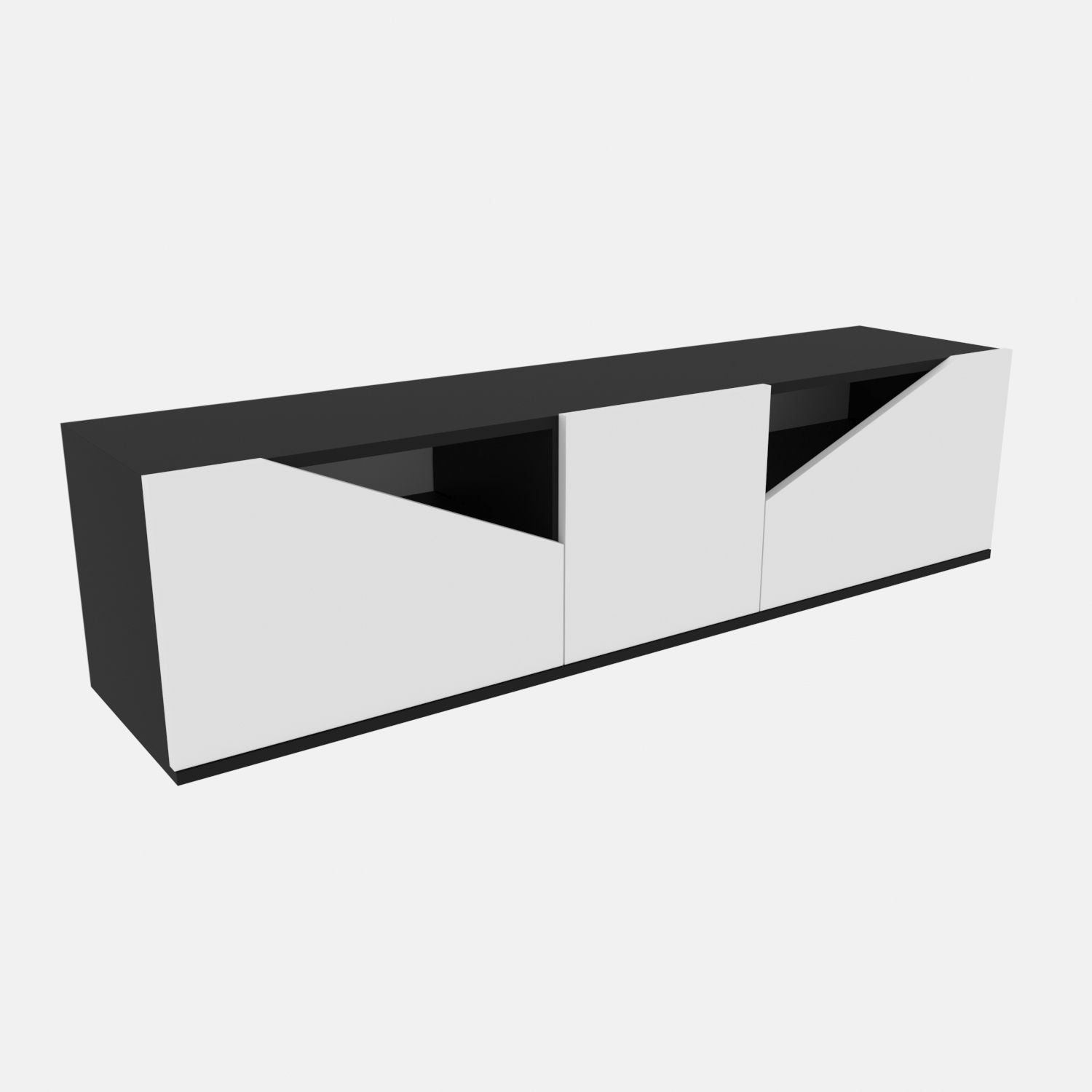 Comoda TV Carson, alb/gri, PAL, 160x35x40 cm