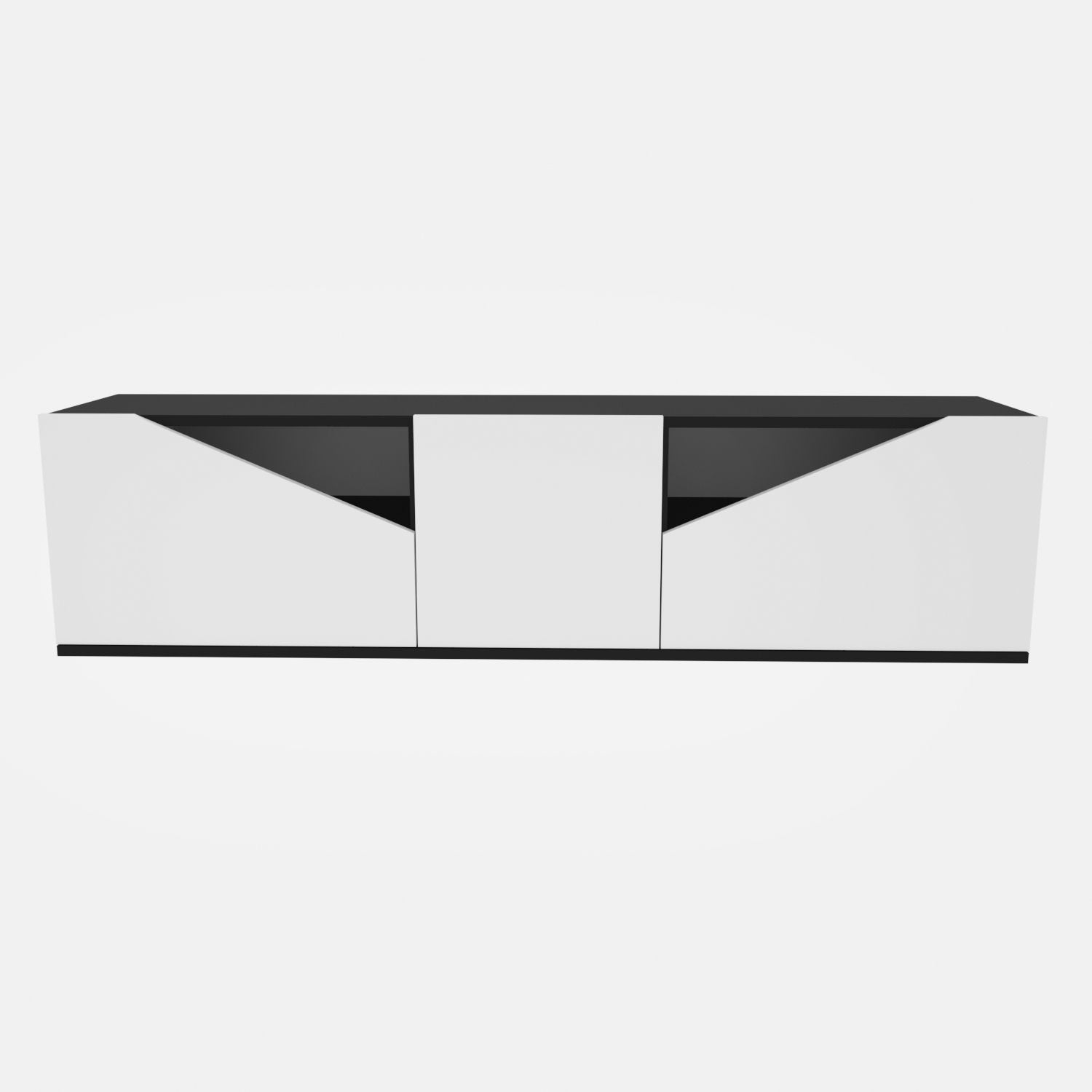 Comoda TV Carson, alb/gri, PAL, 160x35x40 cm
