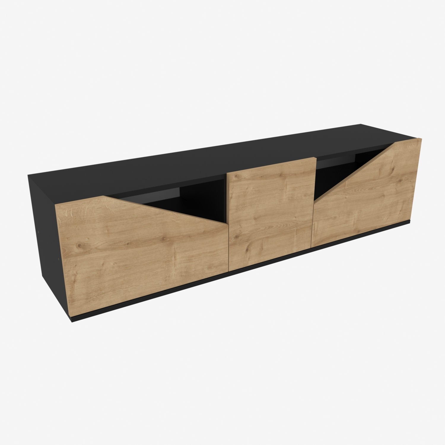 Comoda TV Carson, stejar/gri, PAL, 160x35x40 cm