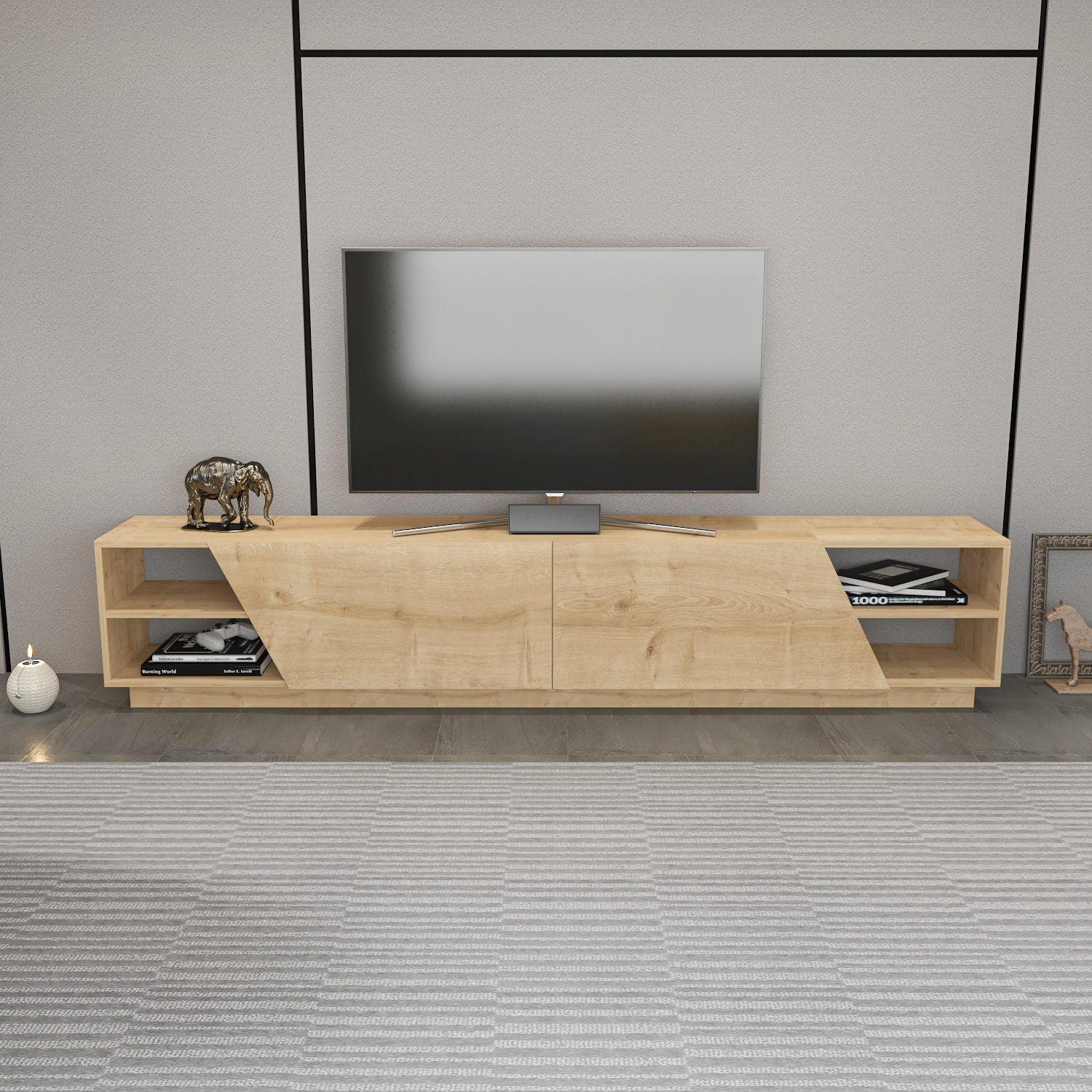 Comoda TV Rhodes, stejar, PAL melaminat, 240x37x47 cm
