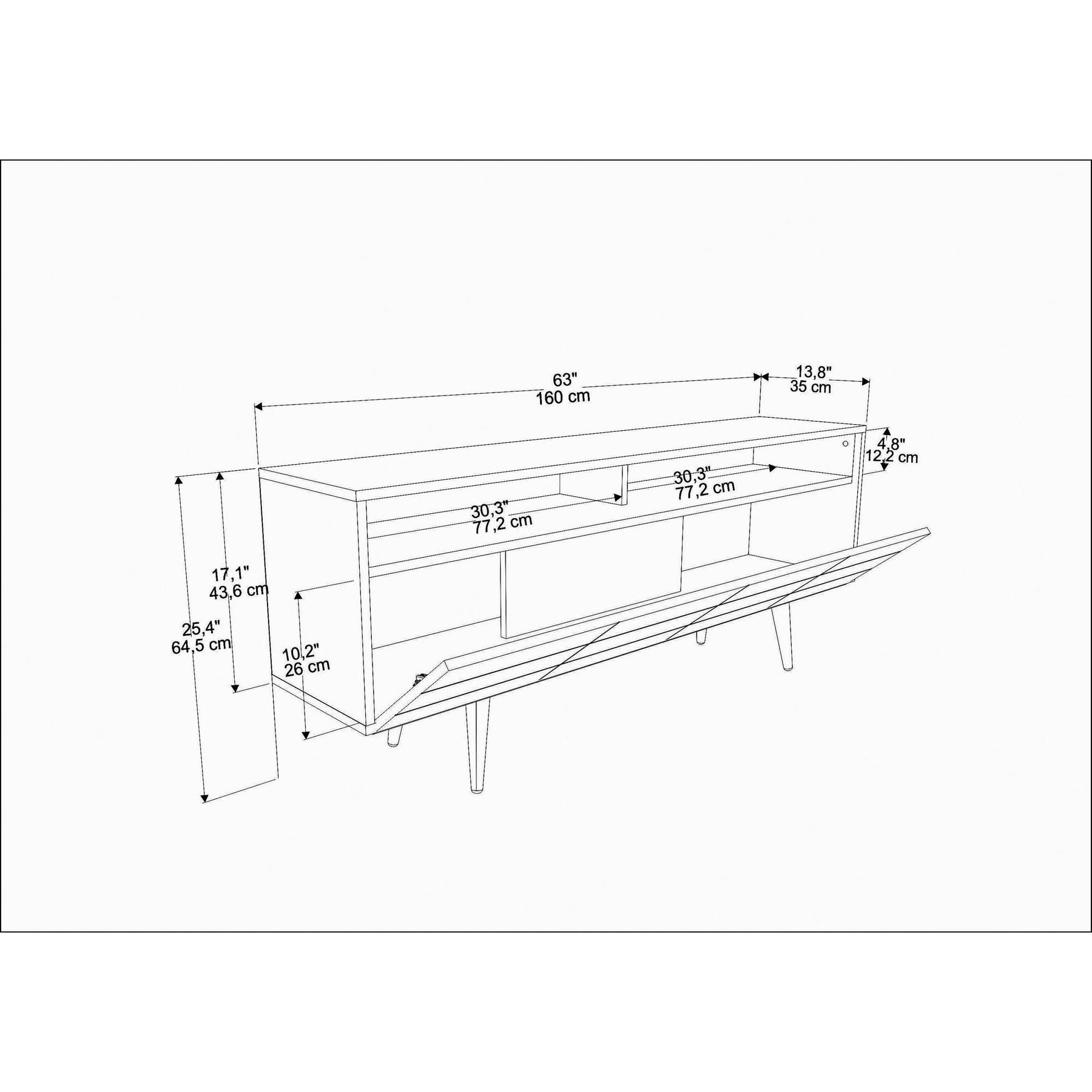 Set comoda TV si polita Ola, nuc, PAL melaminat, 160x35x64.5 cm