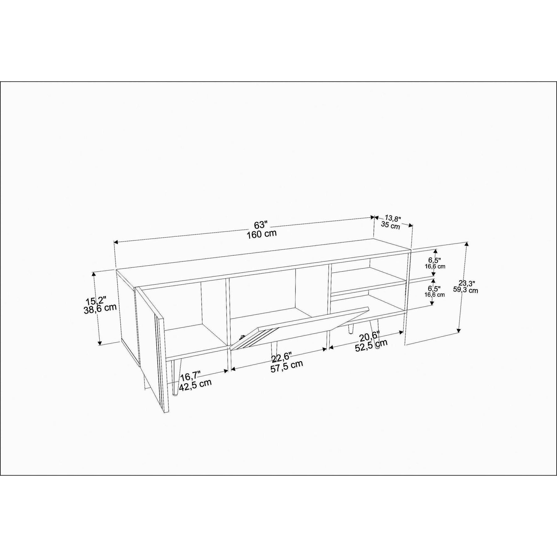 Comoda TV Ronas, nuc, PAL melaminat, 160x35x39 cm