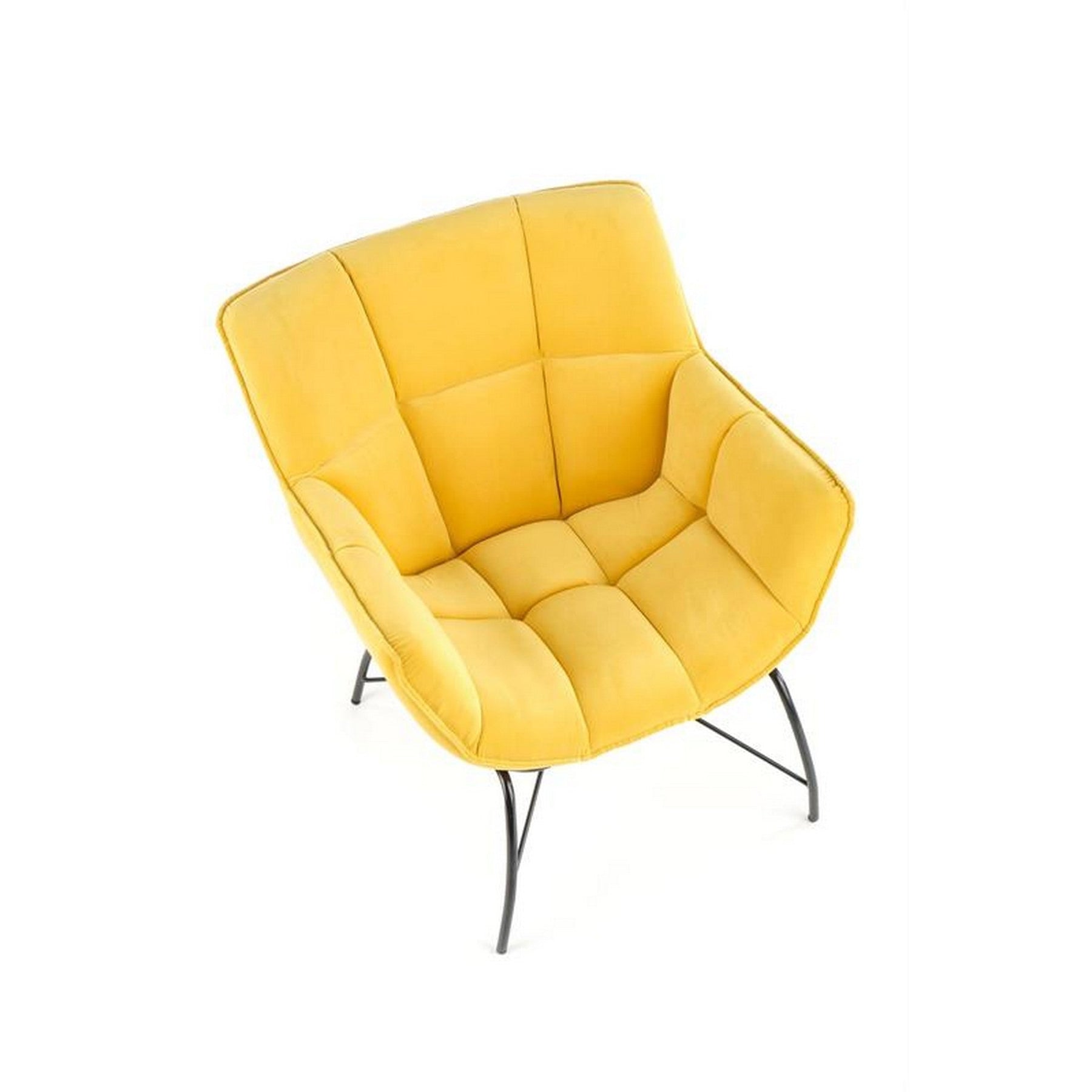 Fotoliu modern Belton, catifea galbena, 74x73x78 cm