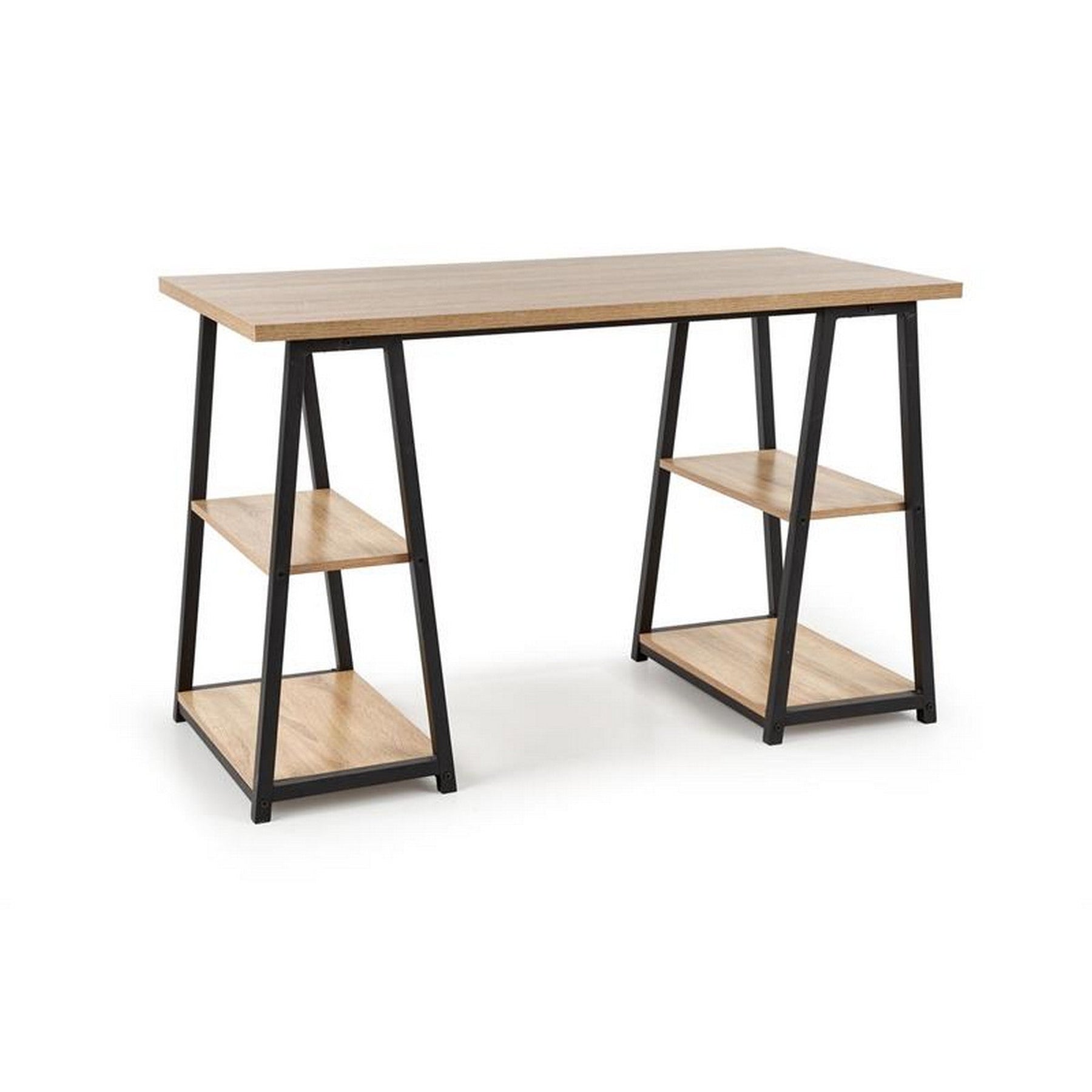 Birou B44, sonoma/negru, 120x60x77 cm