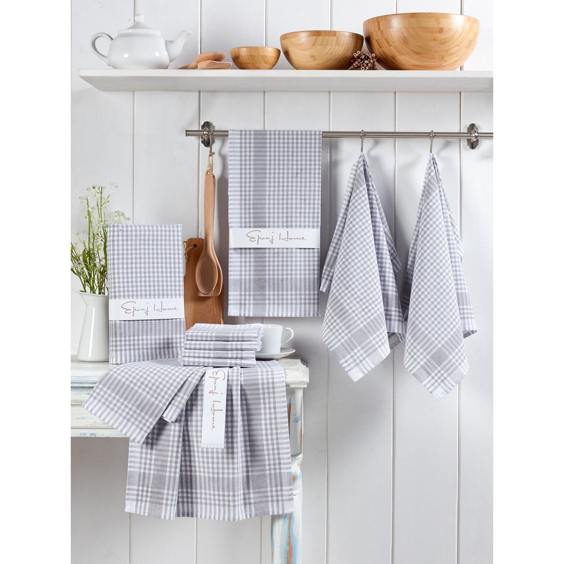 Set 10 prosoape baie Potikareli, 45x65 cm, material bumbac, gri