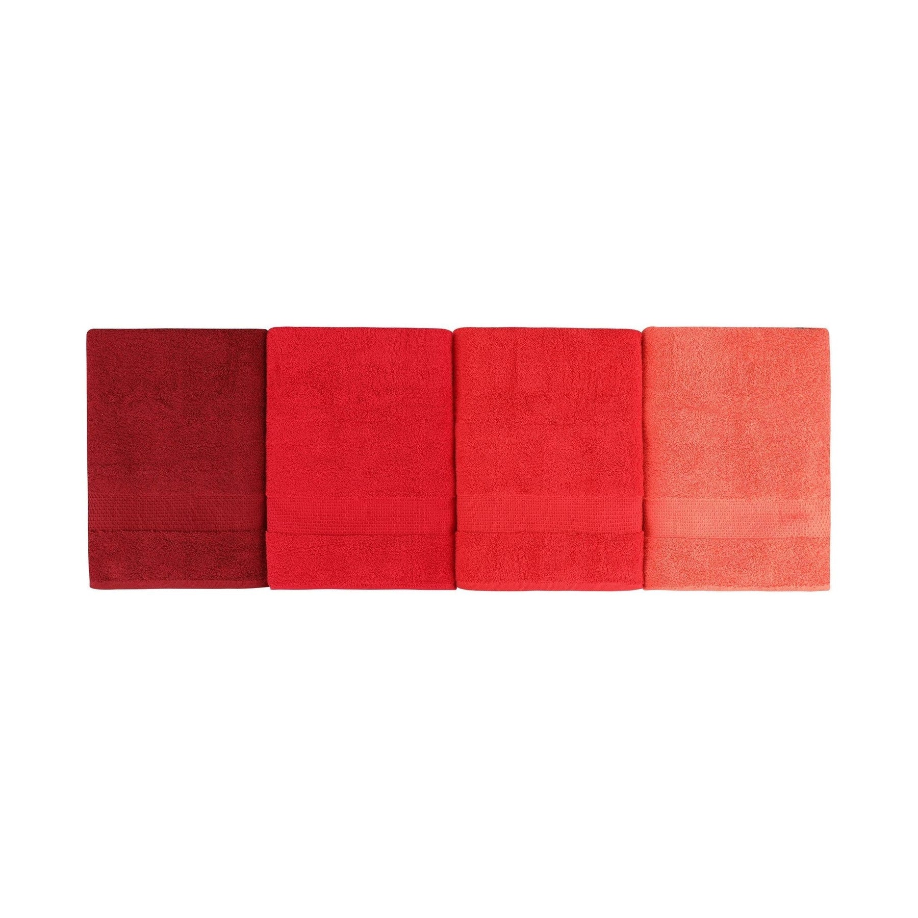 Set 4 prosoape de baie 801, rosu, bumbac 100%, 70x140 cm