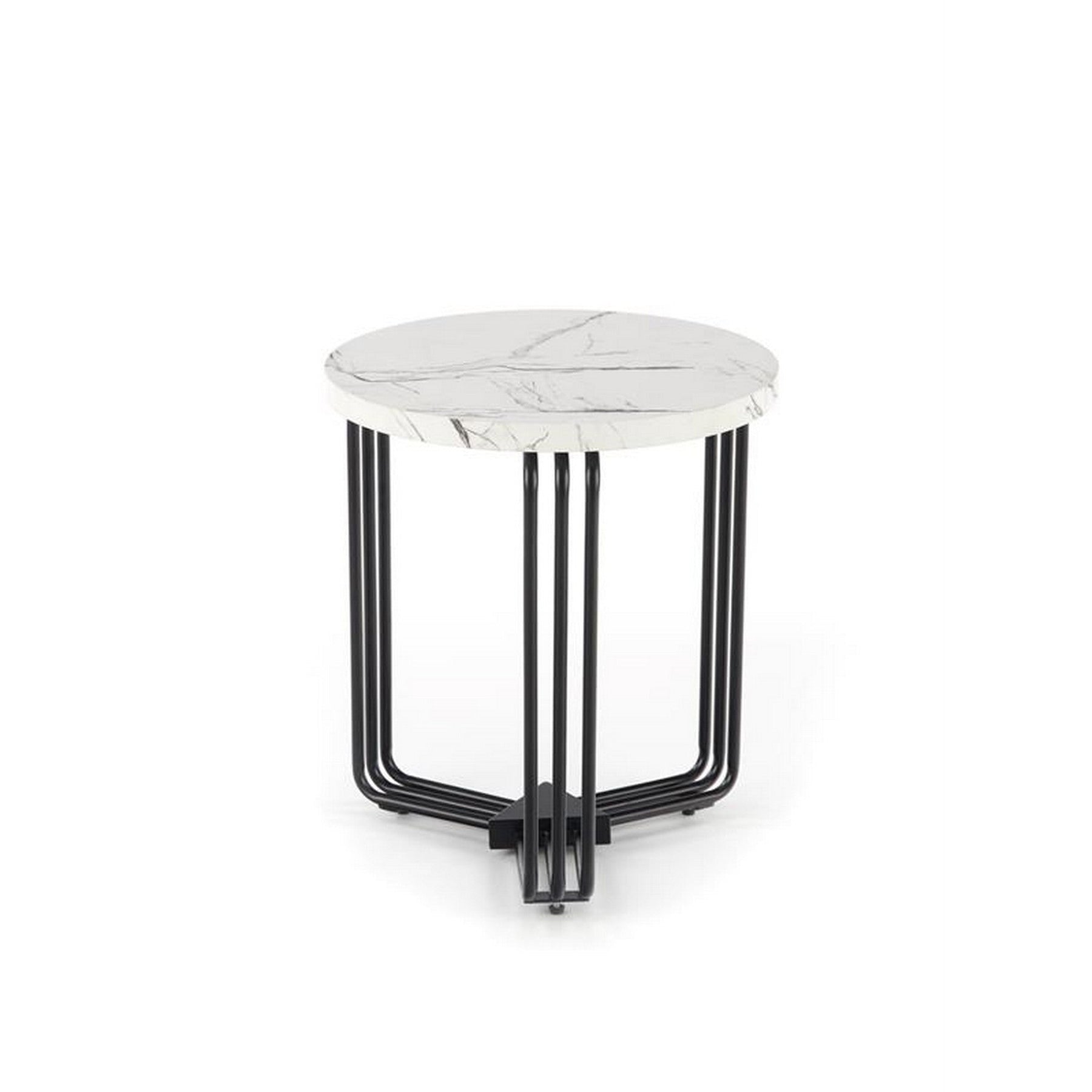 Masuta cafea rotunda Antica S, marmura alba/negru, 40x45cm