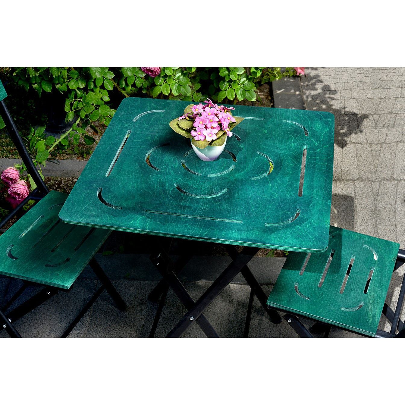 Set masa si scaune Bistro Set 5, 3 piese, verde, metal