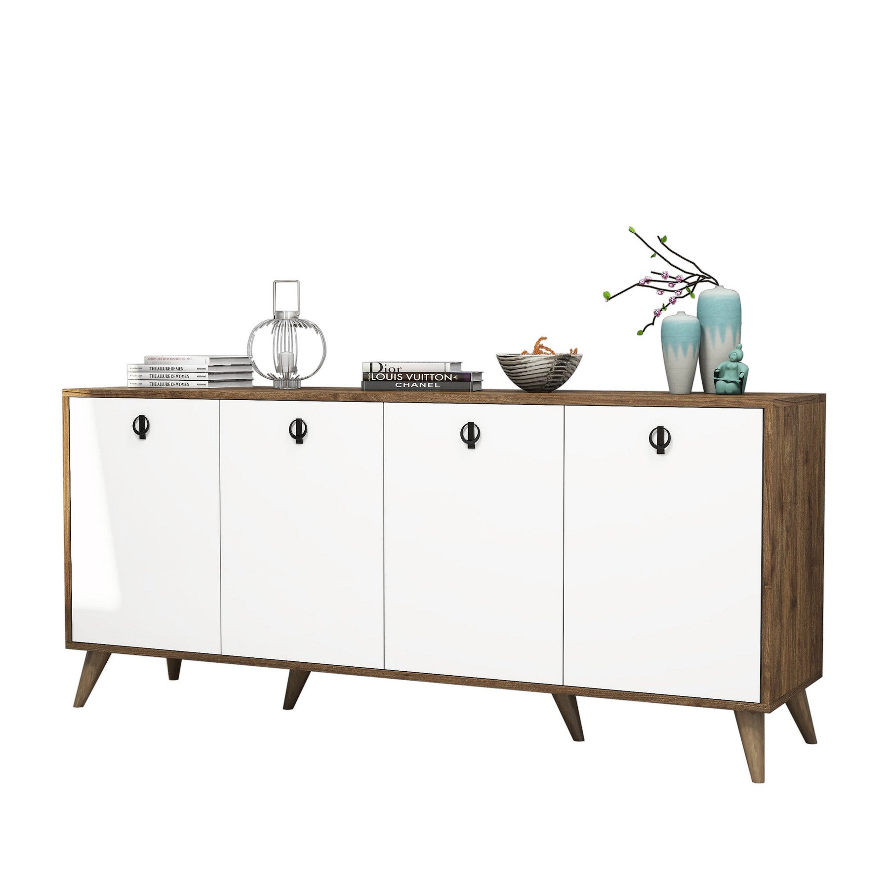 Comoda Elite 1612, din PAL melaminat, alba, 180x45x80 cm