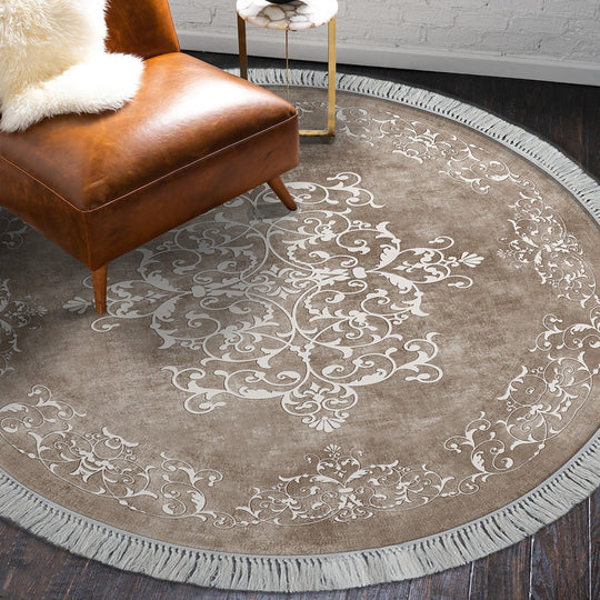 Covor, 180x180 cm, forma rotunda, material poliester, bej, ALN400616BJ18