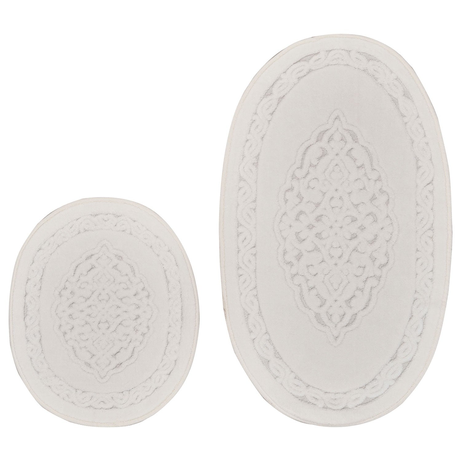 Set 2 covorase baie COTTONKT000221, 50x60/60x100 cm, forma ovala, material bumbac, alb