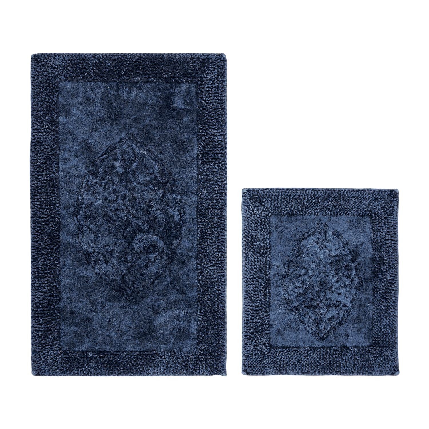 Set 2 covorase baie COTTONKT000422, 50x60/60x100 cm, forma dreptunghiulara, material bumbac, bleumarin