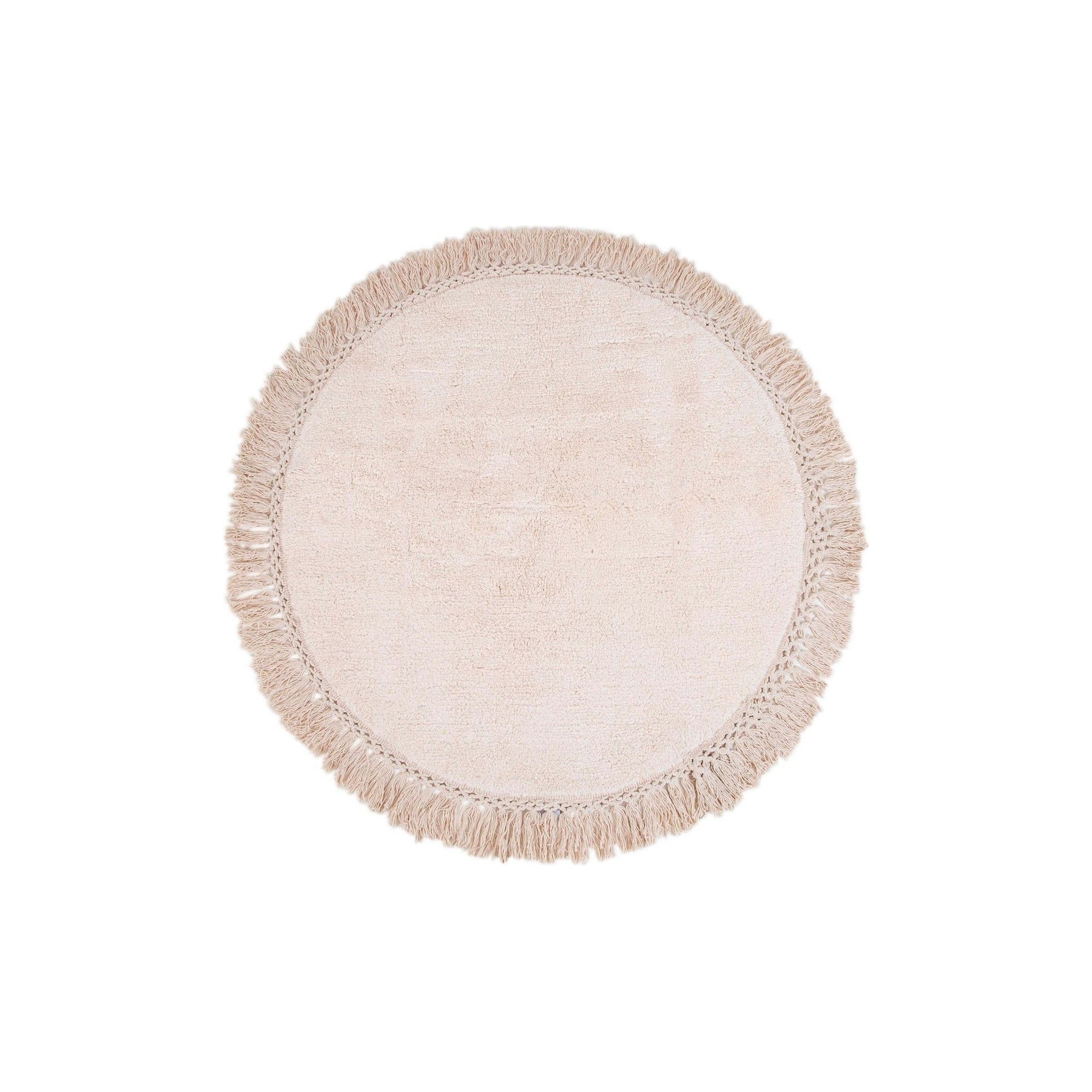 Covoras de baie Lora, 90 cm, forma rotunda, material bumbac, crem