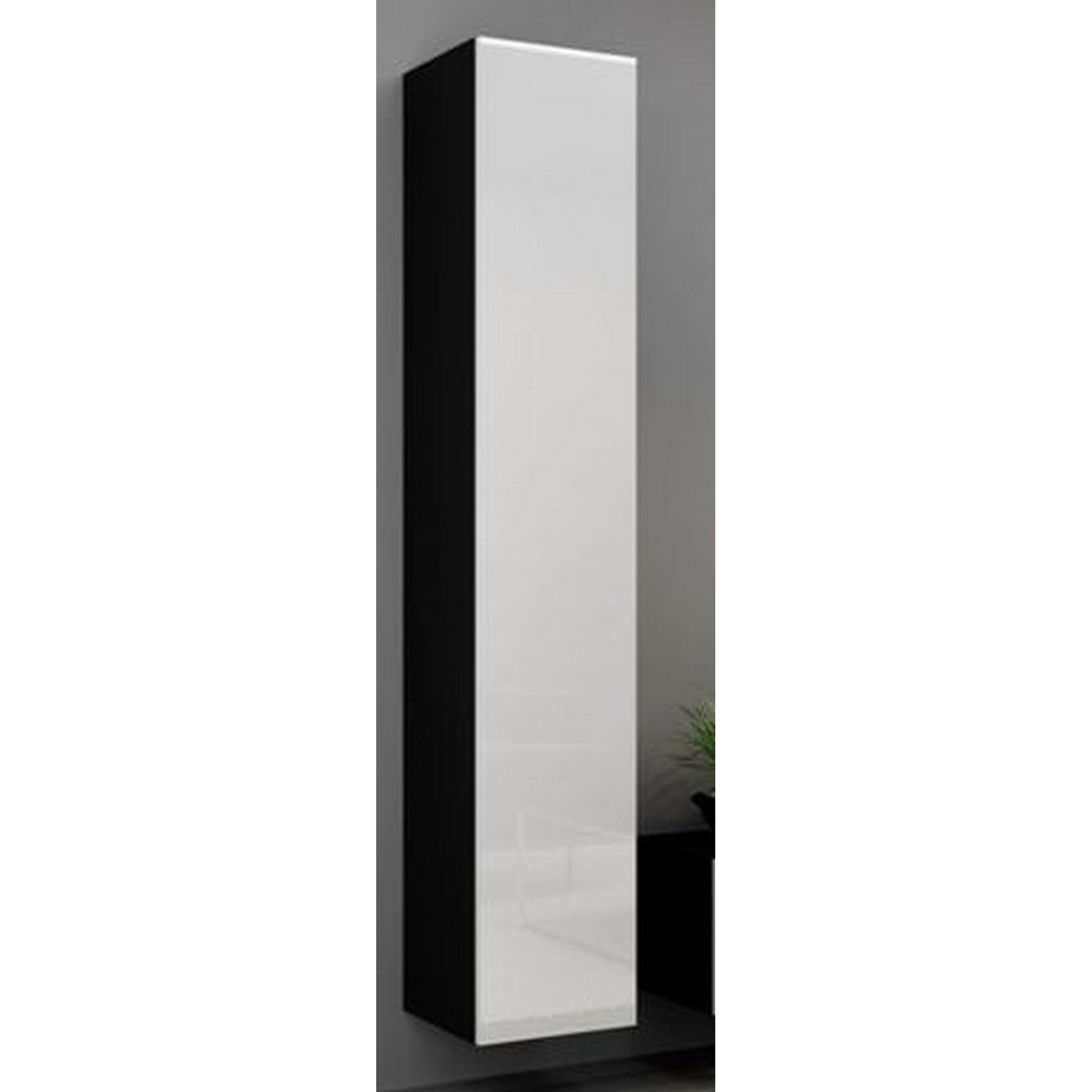 Dulap living Vigo, negru/alb lucios, 40x30x180 cm
