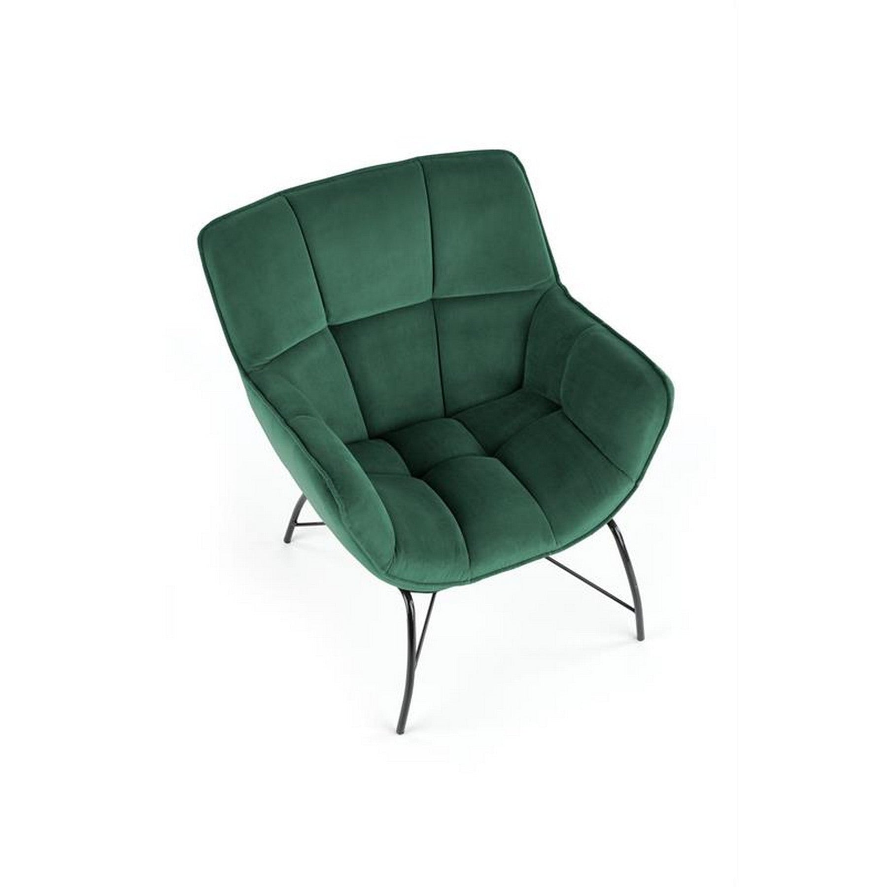 Fotoliu modern Belton, catifea verde, 74x73x78 cm