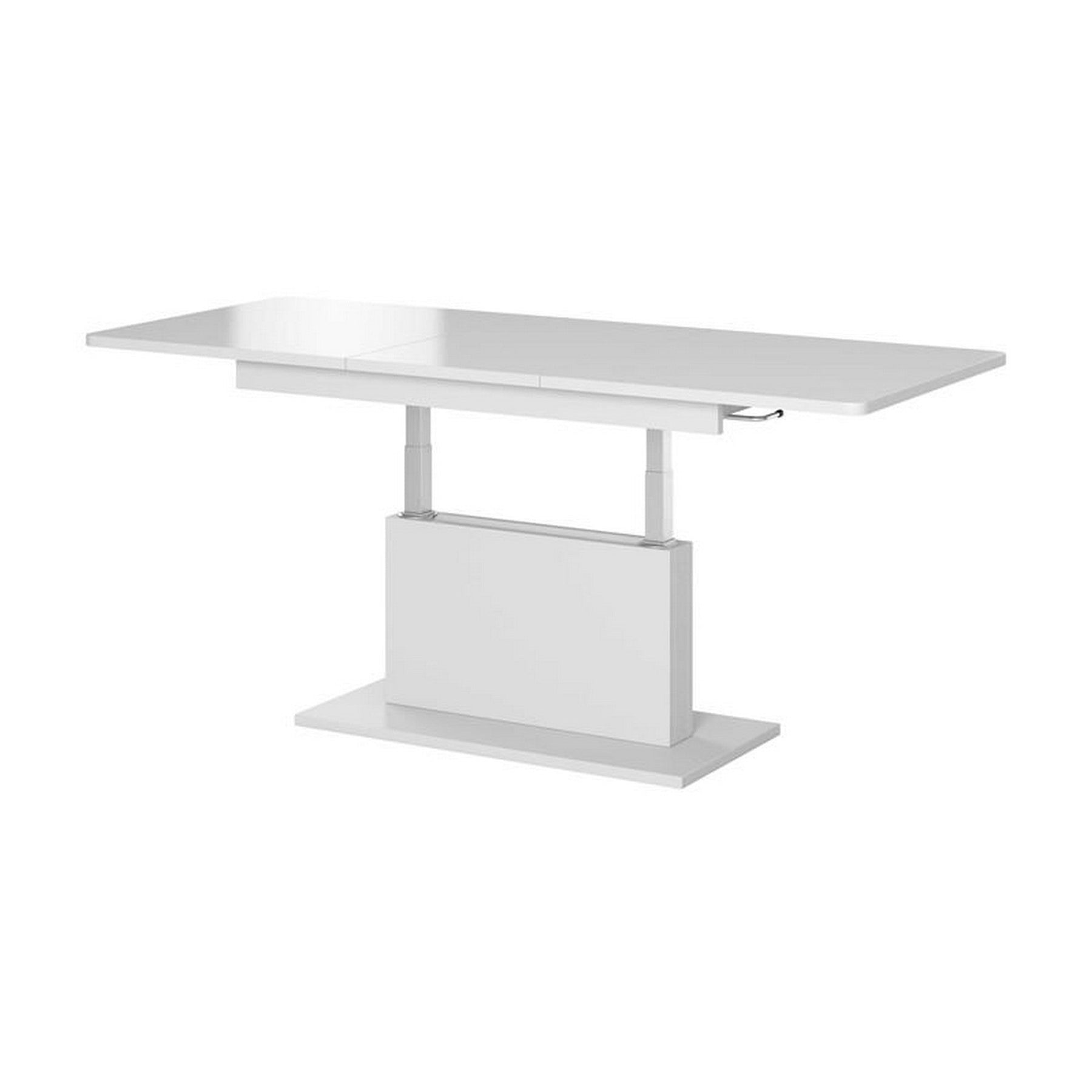 Masa extensibila BUSETTI, alb mat, reglare pe inaltime si lungime, 126/167x70x56/74 cm