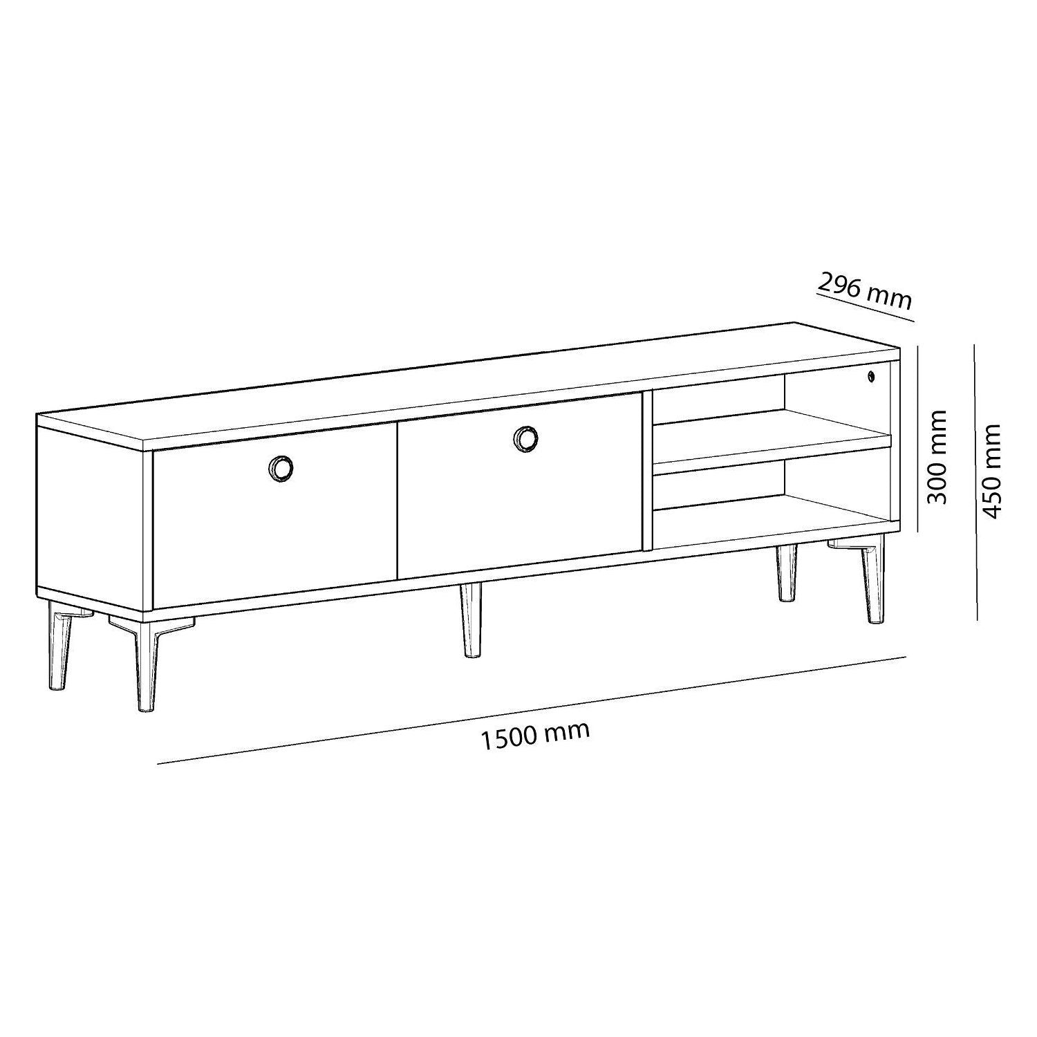 Comoda TV Clara, stejar, PAL melaminat, 150x45x30 cm