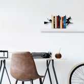 Suport de carti Kitap, negru, metal, 55x16x22 cm