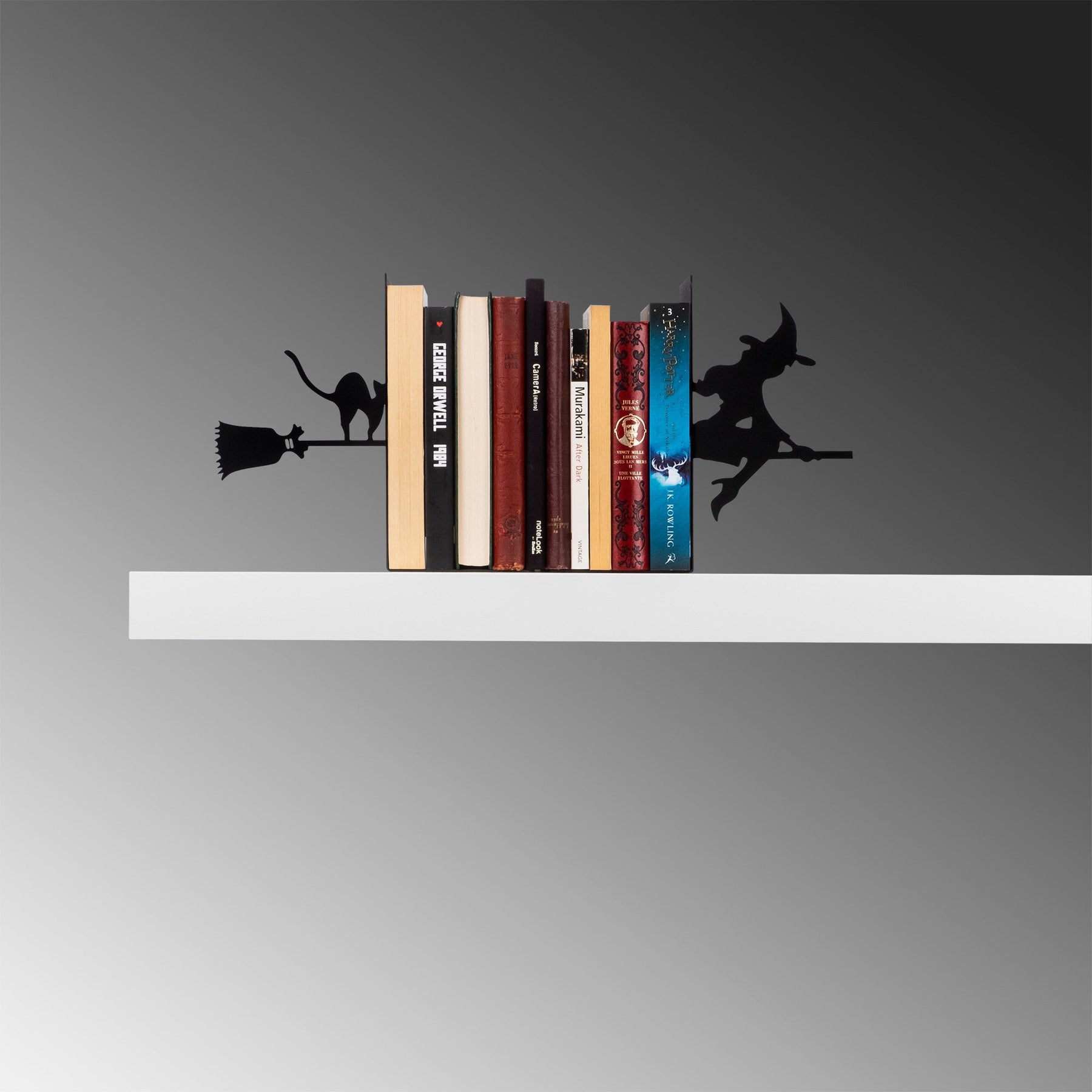 Suport de carti Kitap, negru, metal, 55x16x22 cm