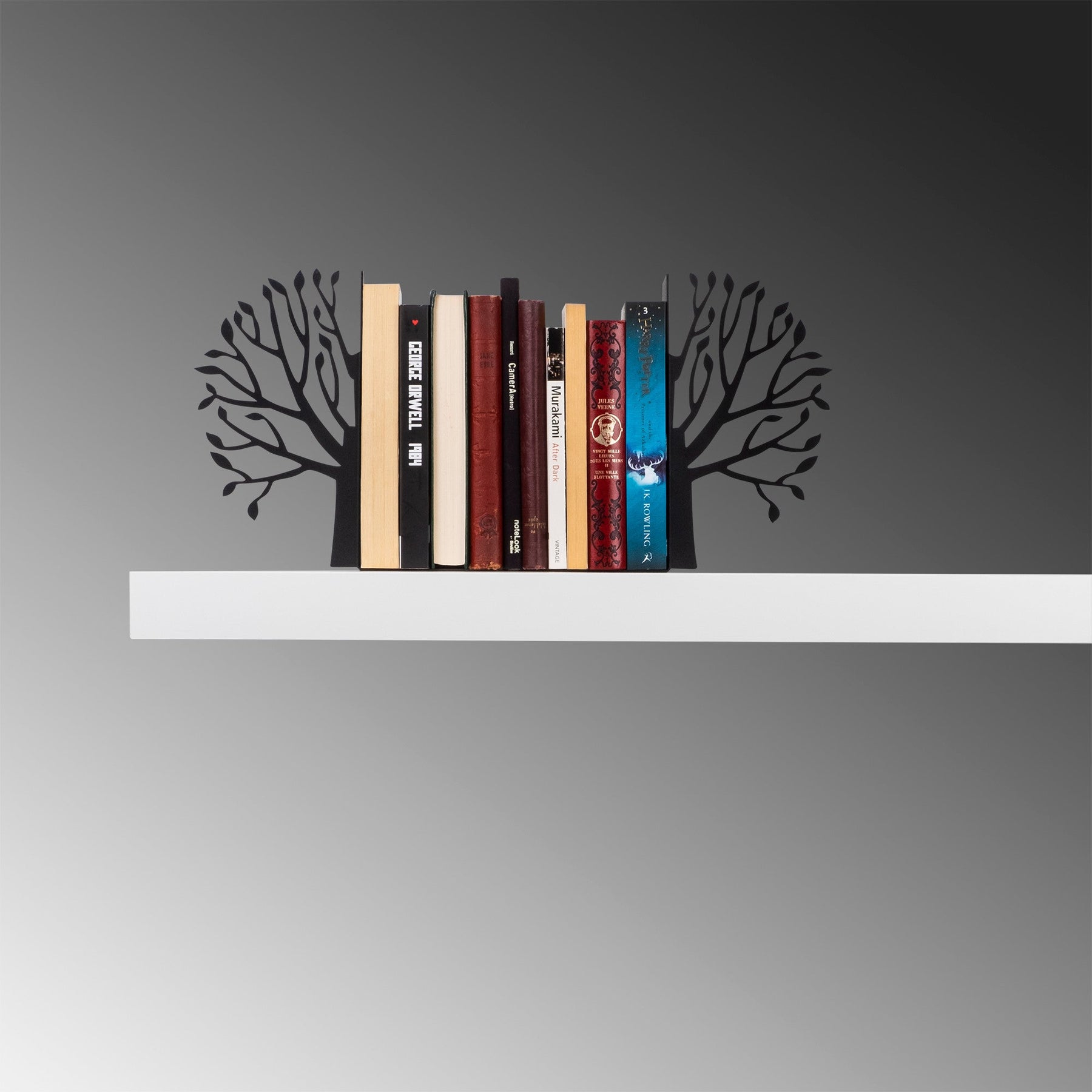 Suport de carti Kitap, negru, metal, 44x14x22 cm