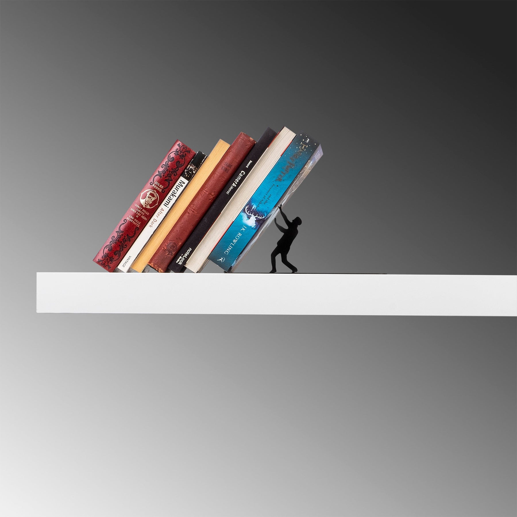 Suport de carti Kitap, negru, metal, 25x12x12 cm