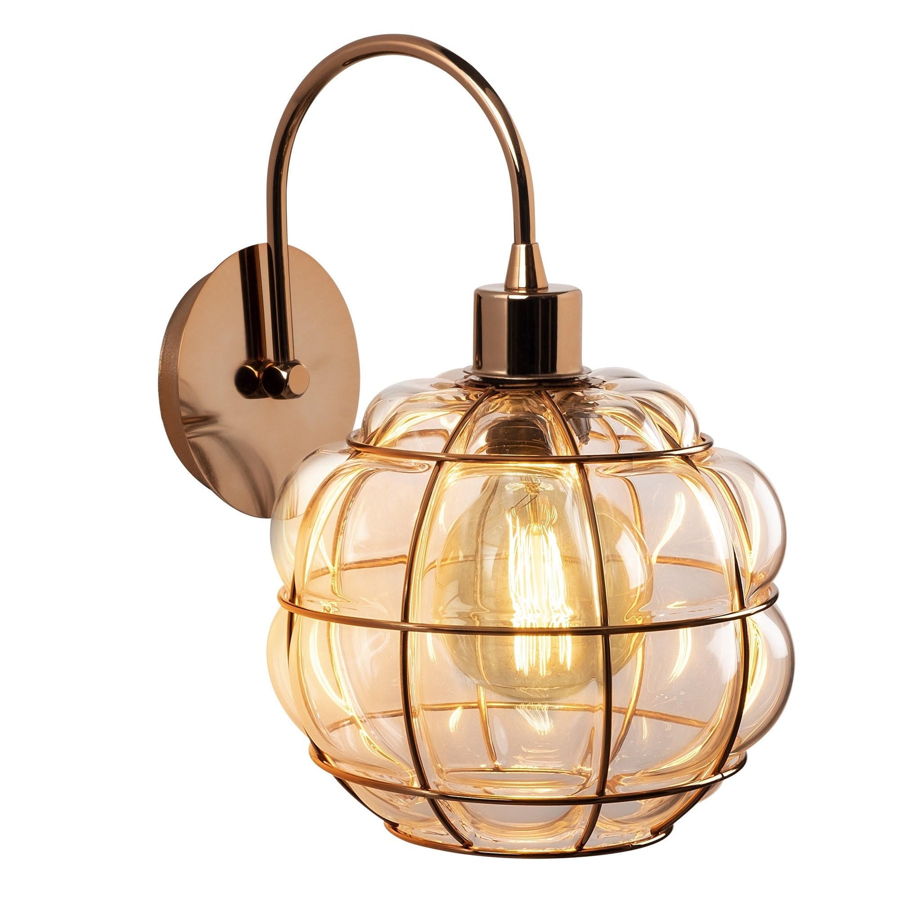 Lampa de perete Safderun, 401-A, cadru metalic/sticla, auriu-roze, 23x27x30 cm