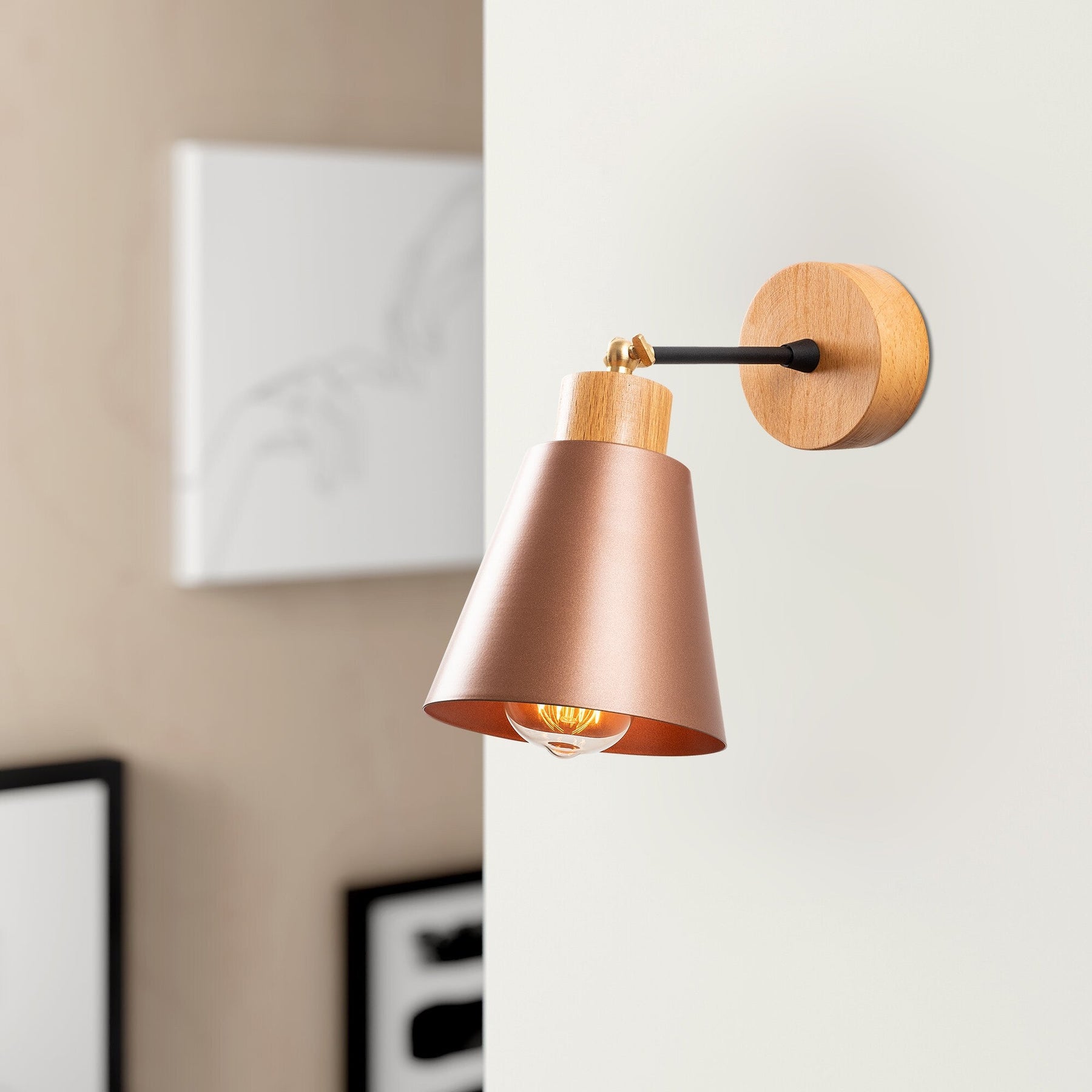 Lampa de perete Manavgat, N-612, cadru metalic, auriu-roze, 14x25 cm
