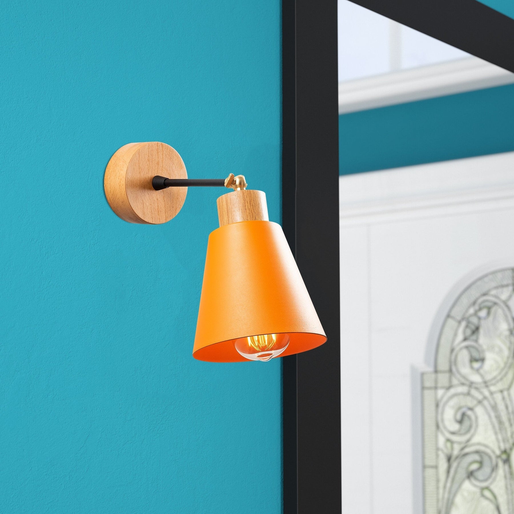 Lampa de perete Manavgat, N-615, cadru metalic, portocaliu, 14x25 cm