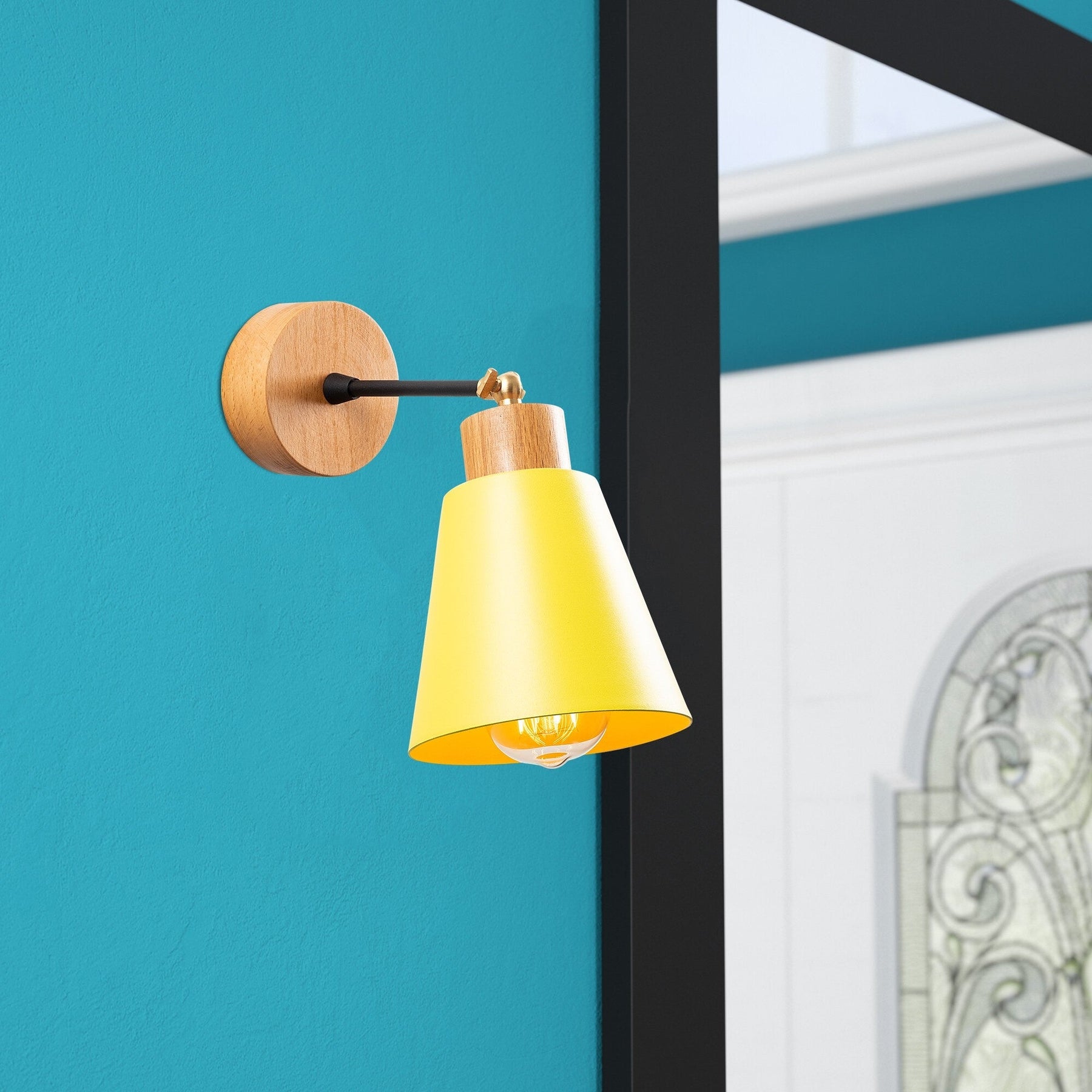 Lampa de perete Manavgat, N-619, cadru metalic, galben, 14x25 cm