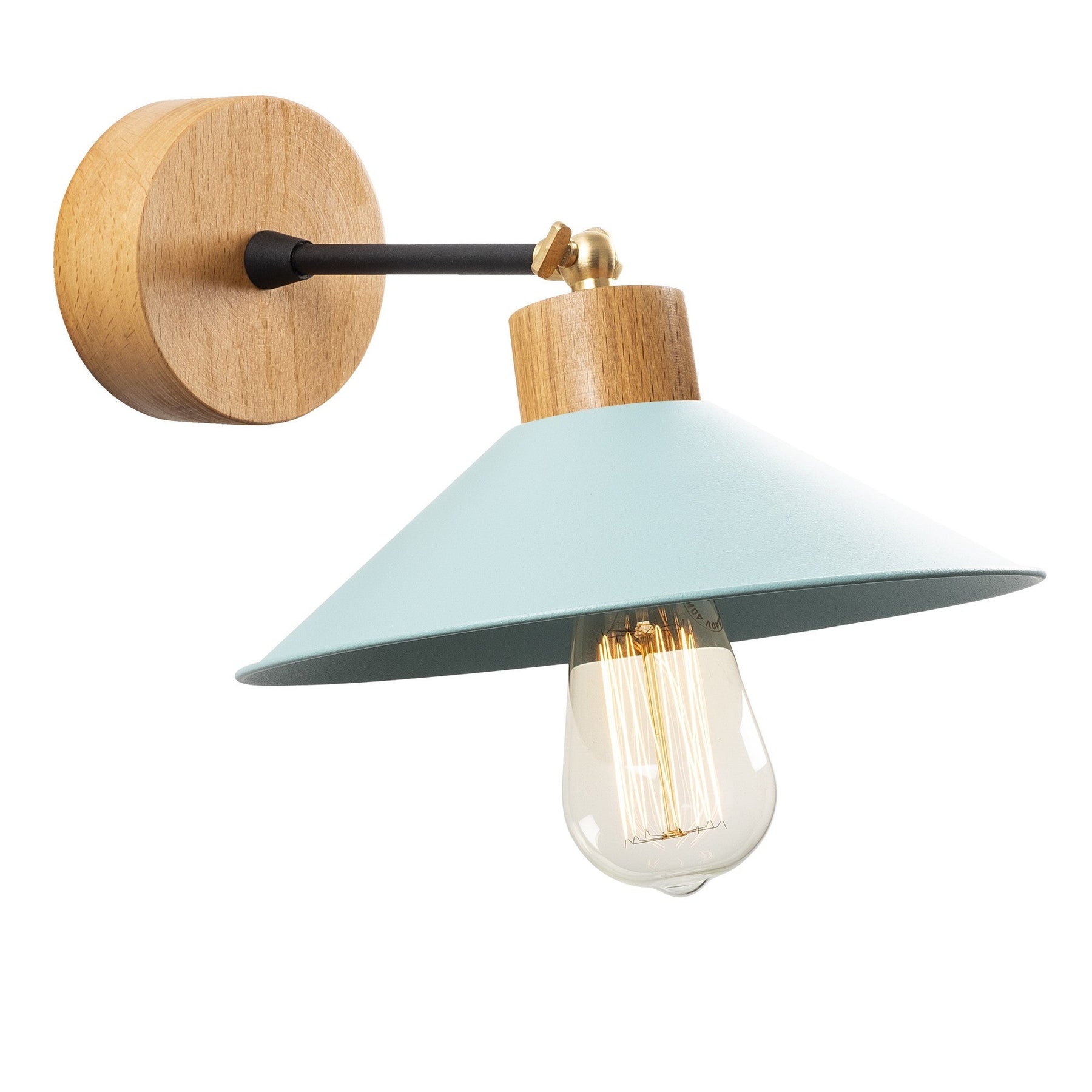 Lampa de perete Manavgat-N-627, turcoaz, metal/lemn, 24x20 cm