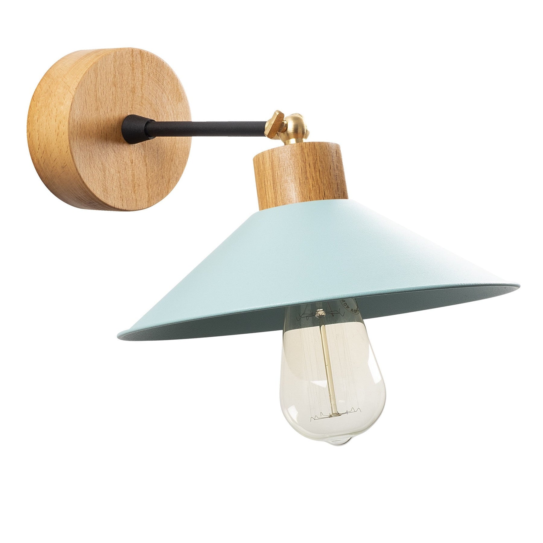 Lampa de perete Manavgat-N-627, turcoaz, metal/lemn, 24x20 cm