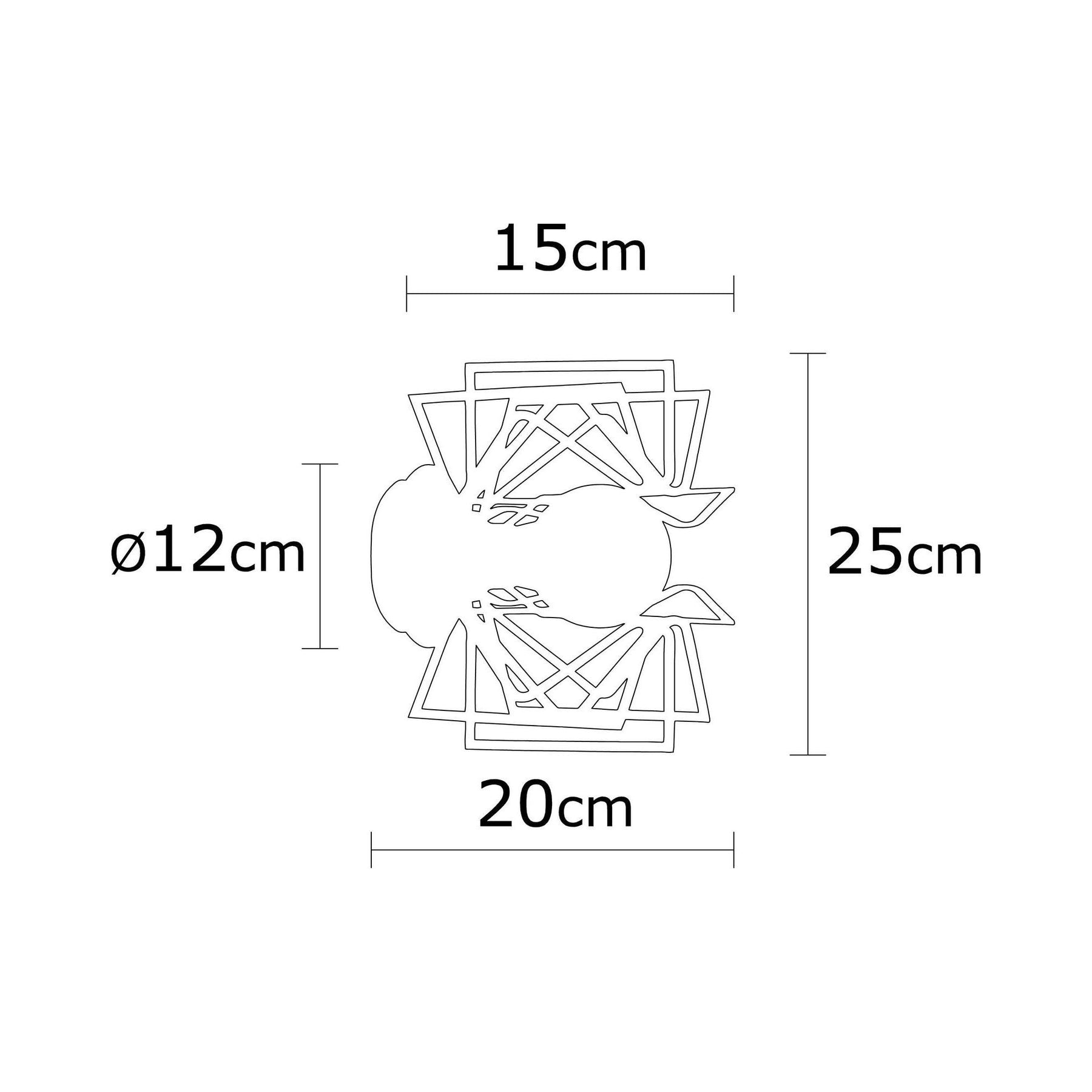 Lampa de perete Nemrut, N-953, cadru metalic, negru, 20x25 cm