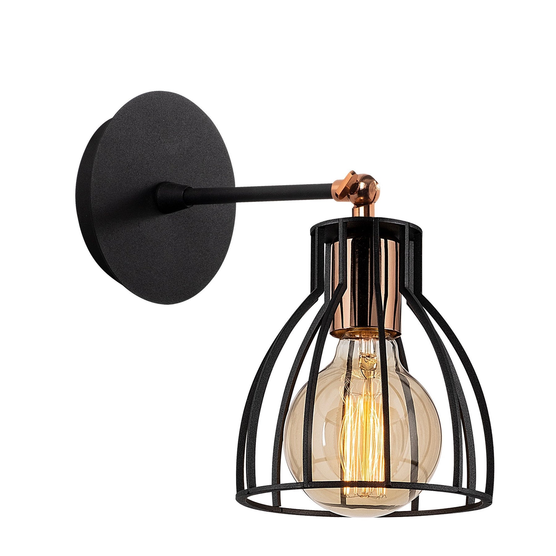 Lampa de perete Kemah, N-1238, cadru metalic, negru, 15x24 cm