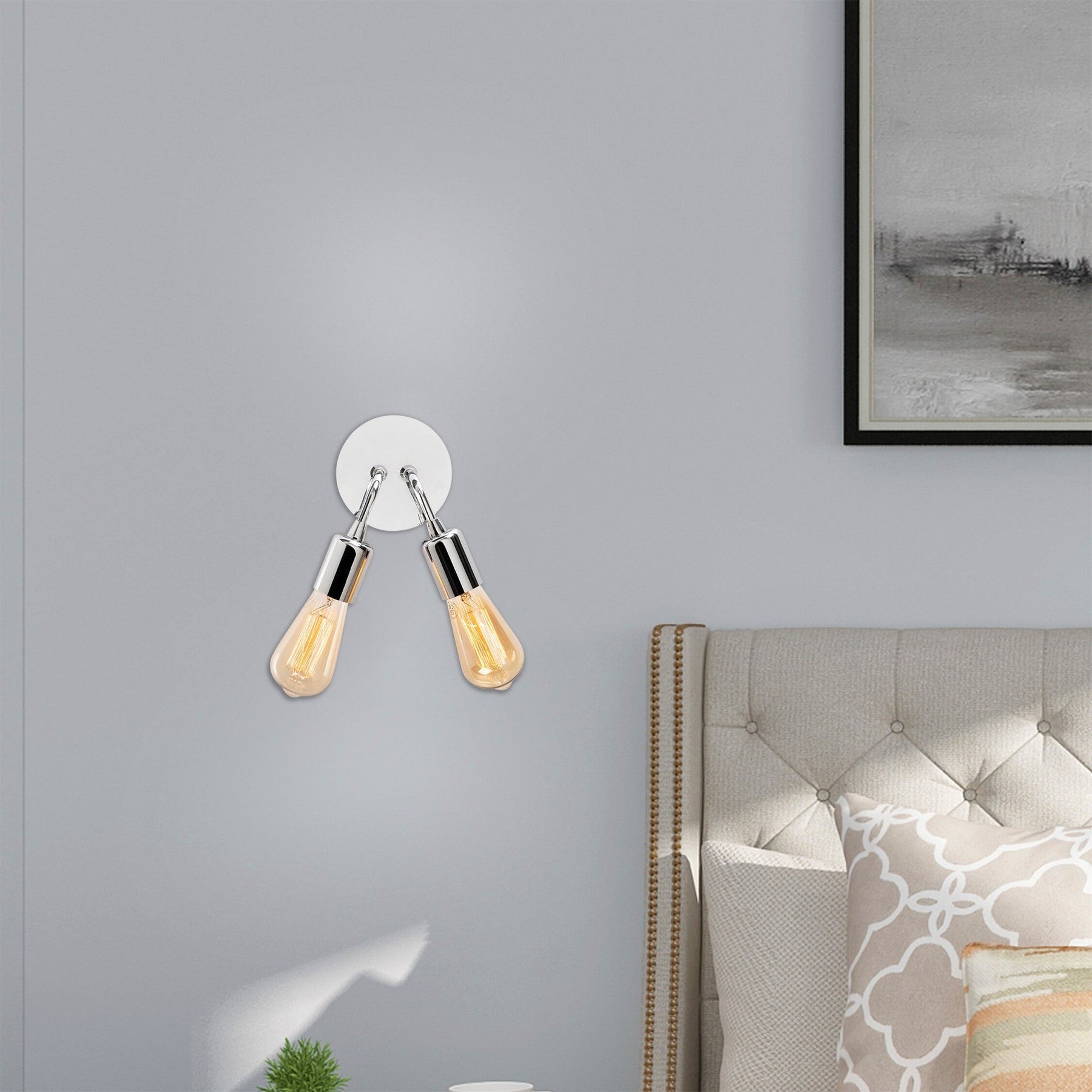 Lampa de perete Harput, N-1329, 2 becuri, cadru metalic, argintiu, 14x20 cm