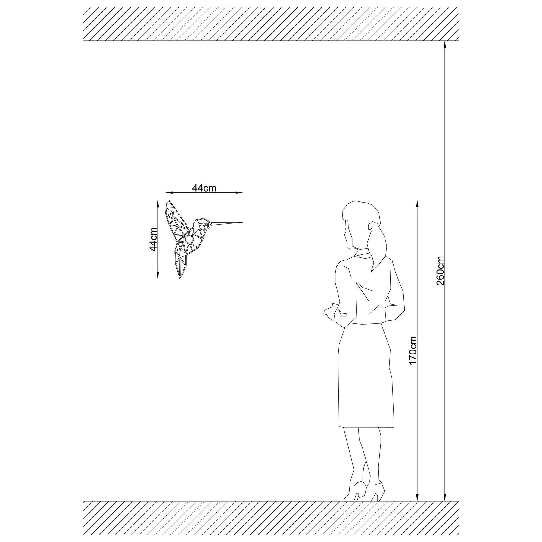 Aplica de perete 607 - A, colibri, metal, negru, 55x12x55 cm