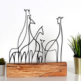 Accesoriu decorativ Giraffe 3, negru, metal/lemn, 30x4x35