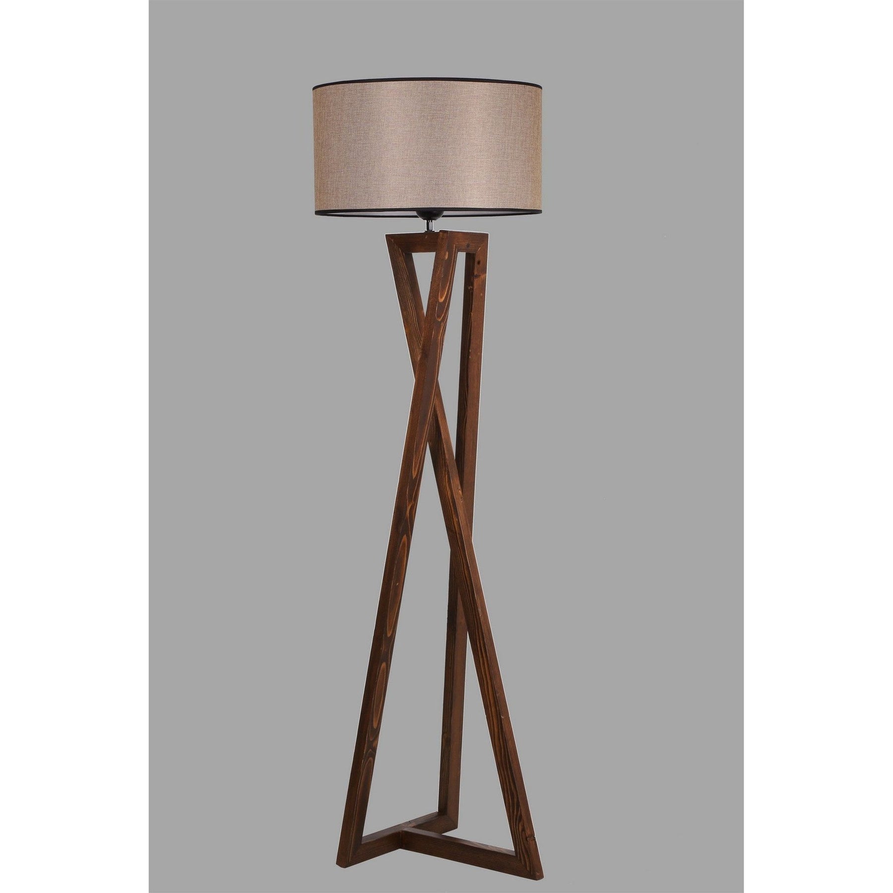 Lampadar 534LUN2157, lemn de brad/material textil, maro, 24x45x166 cm