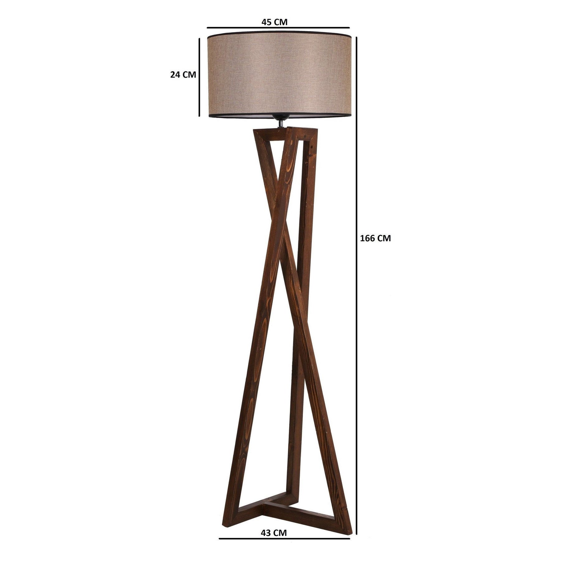 Lampadar 534LUN2157, lemn de brad/material textil, maro, 24x45x166 cm