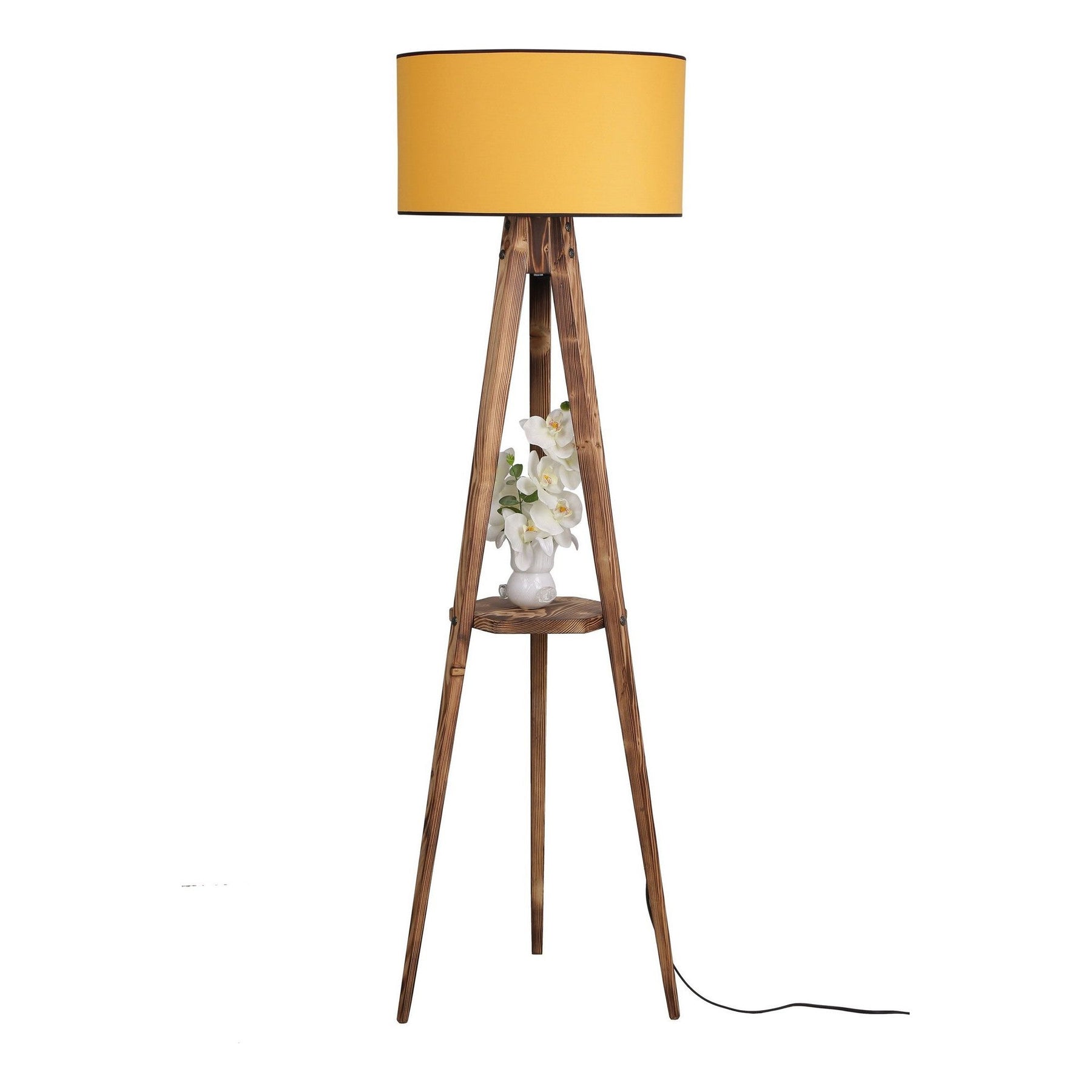 Lampadar Sehbalı, lemn de brad/material textil, galben, 50x153 cm